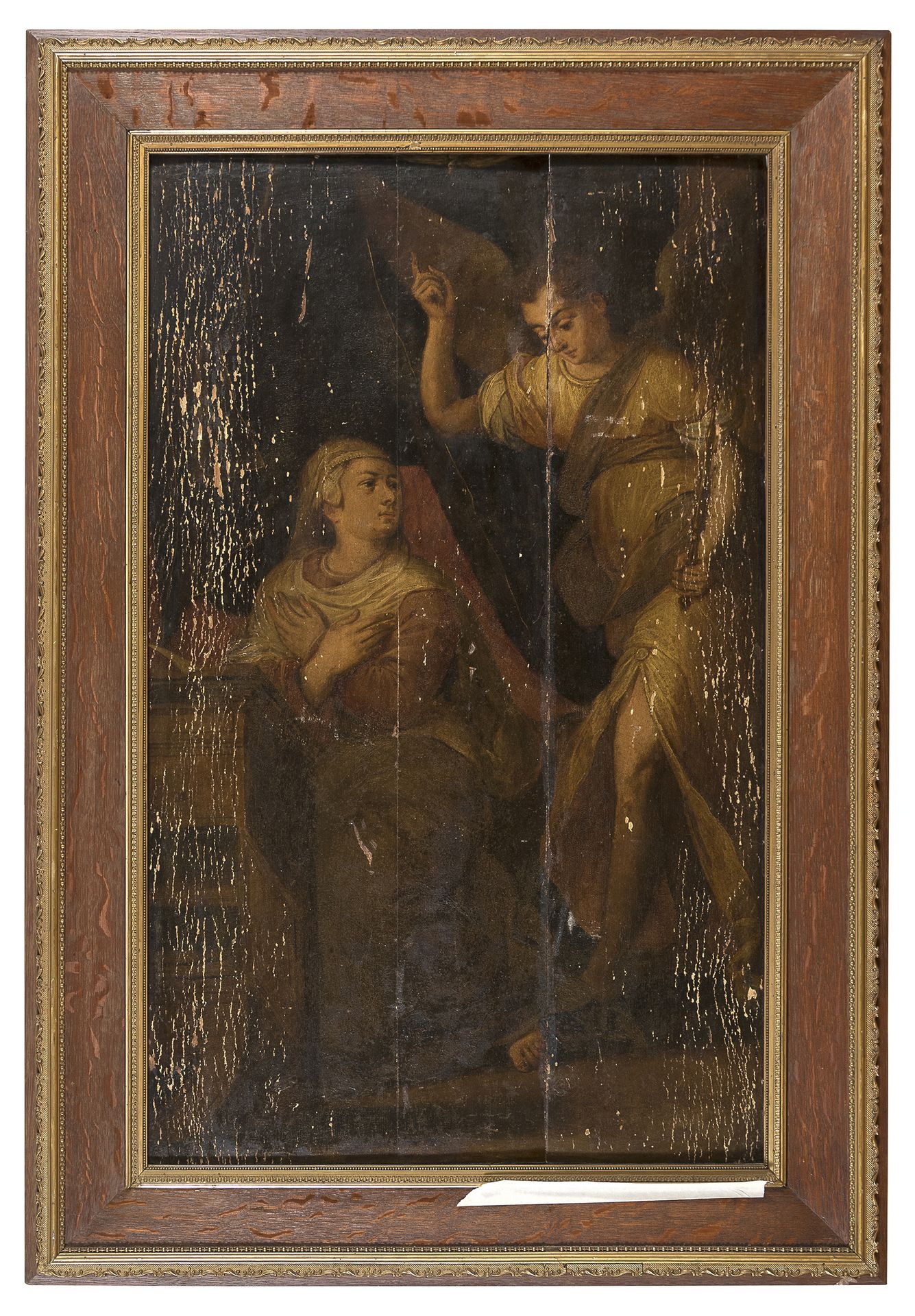 Null 风格派画家，16世纪下半叶



天使报喜

板上油画，93 x 56厘米



画作的状况

木板上有三个部分的垂直断裂。侧面有许多颜色的水滴


&hellip;