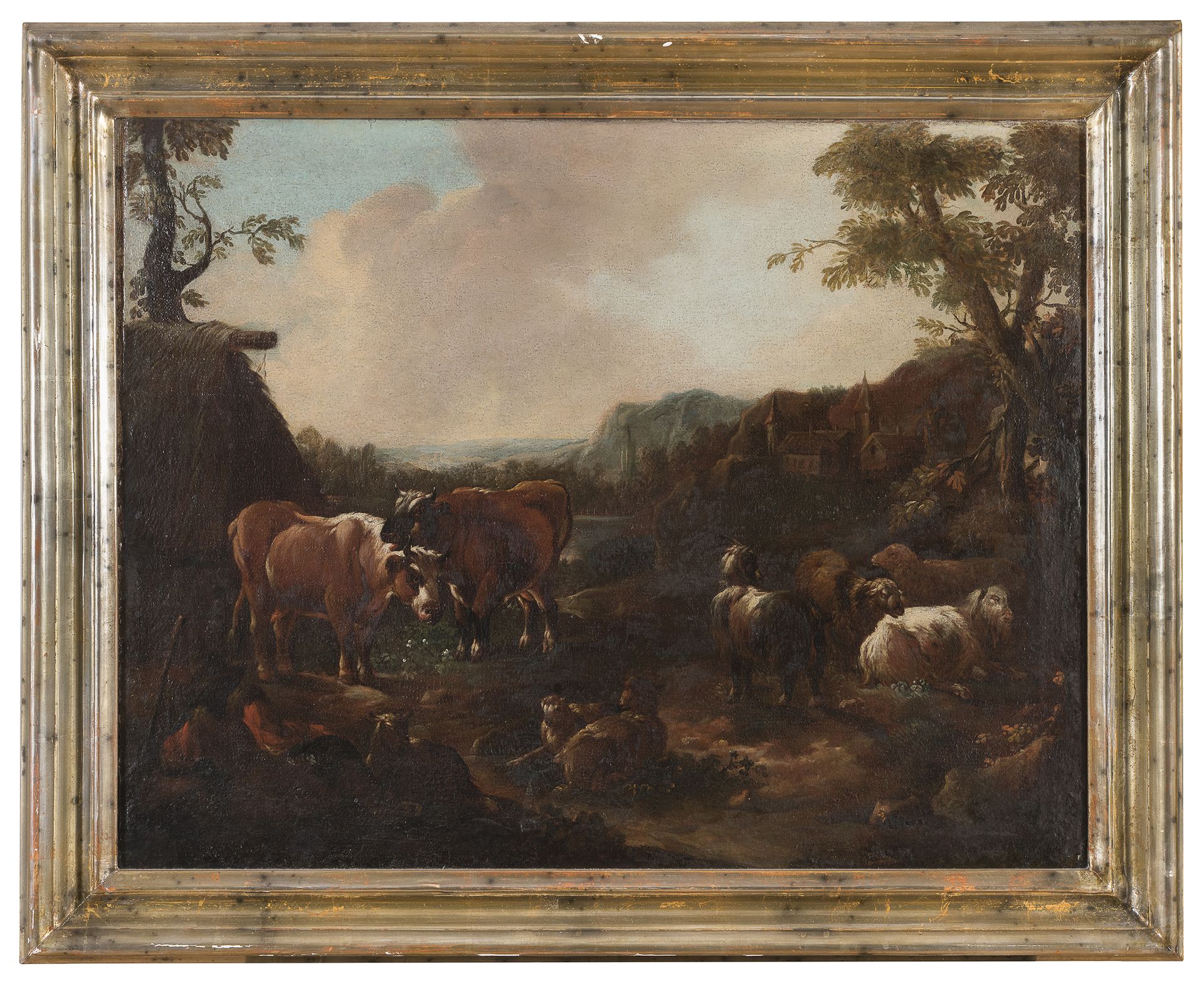 Null 威尼斯画家，18世纪



景观与休息的牧羊人

景观与休息的牧羊人、羊群和牛群

布面油画一对，尺寸：53,5 x 68,5

银色的框架



画&hellip;