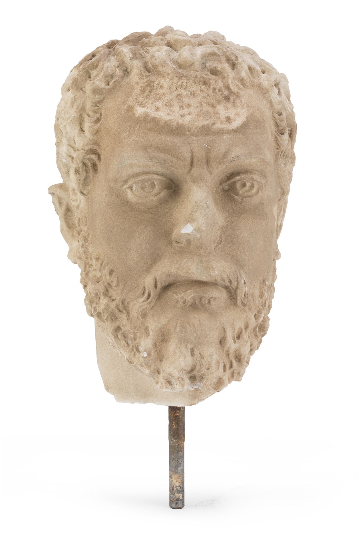 Null HEAD IN WHITE MARBLE, 20th CENTURY