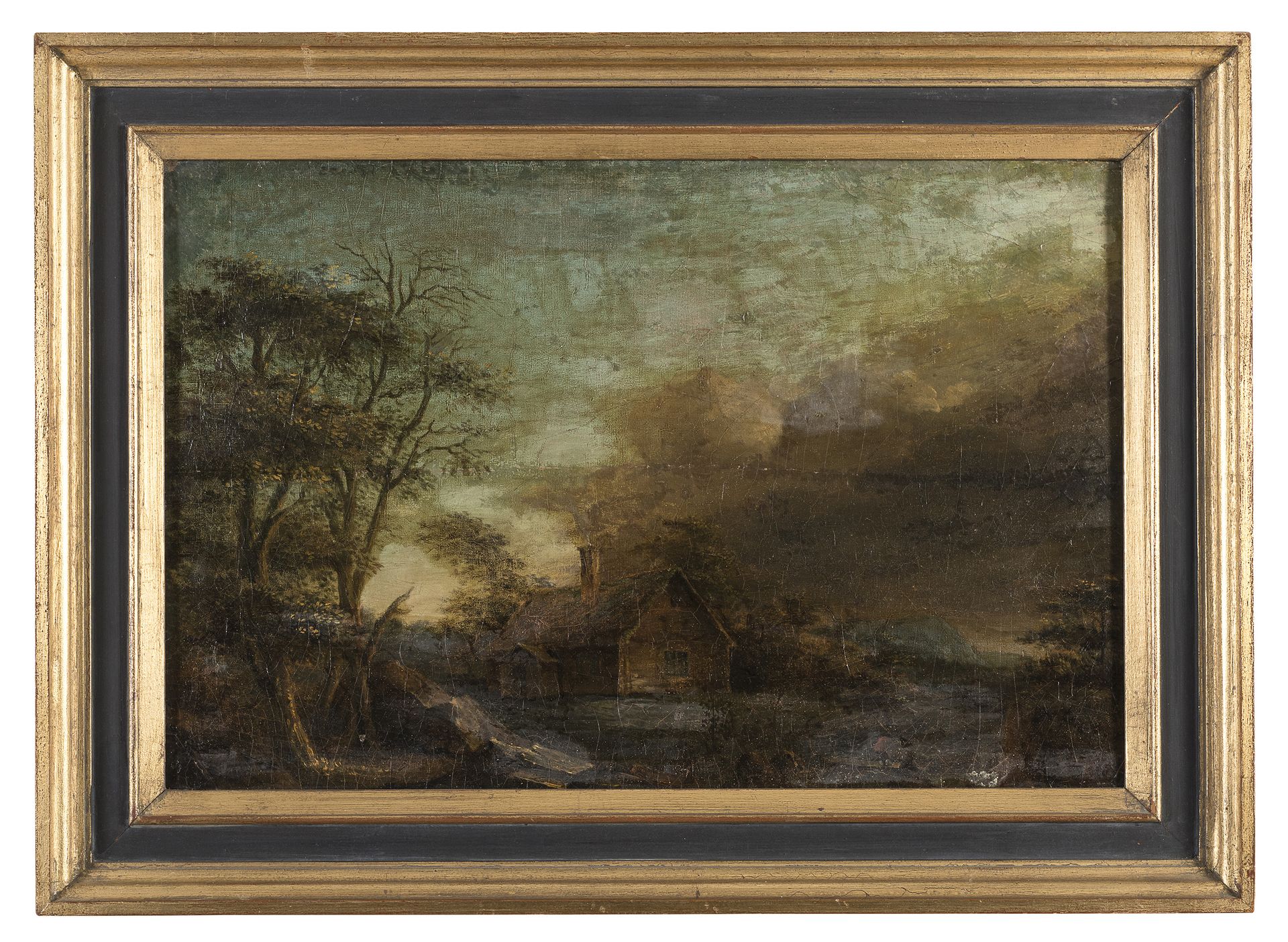 Null 欧洲画家，20世纪初



有农场的风景

布面油画，应用于木板上，厘米，31 x 47

有框