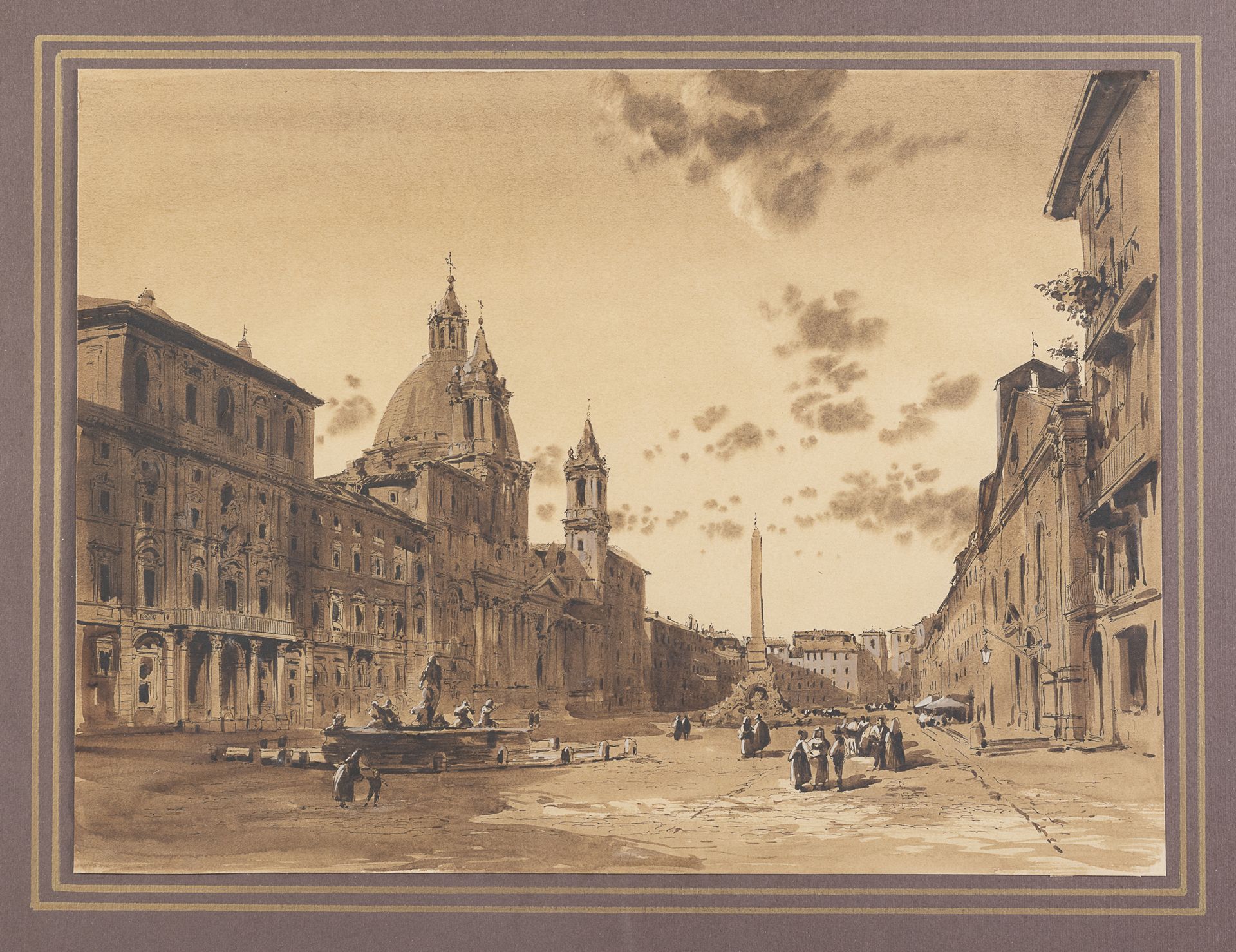 Null 罗马画家，20世纪



纳沃纳广场

纸上水彩画，厘米，30 x 40

镀金框架