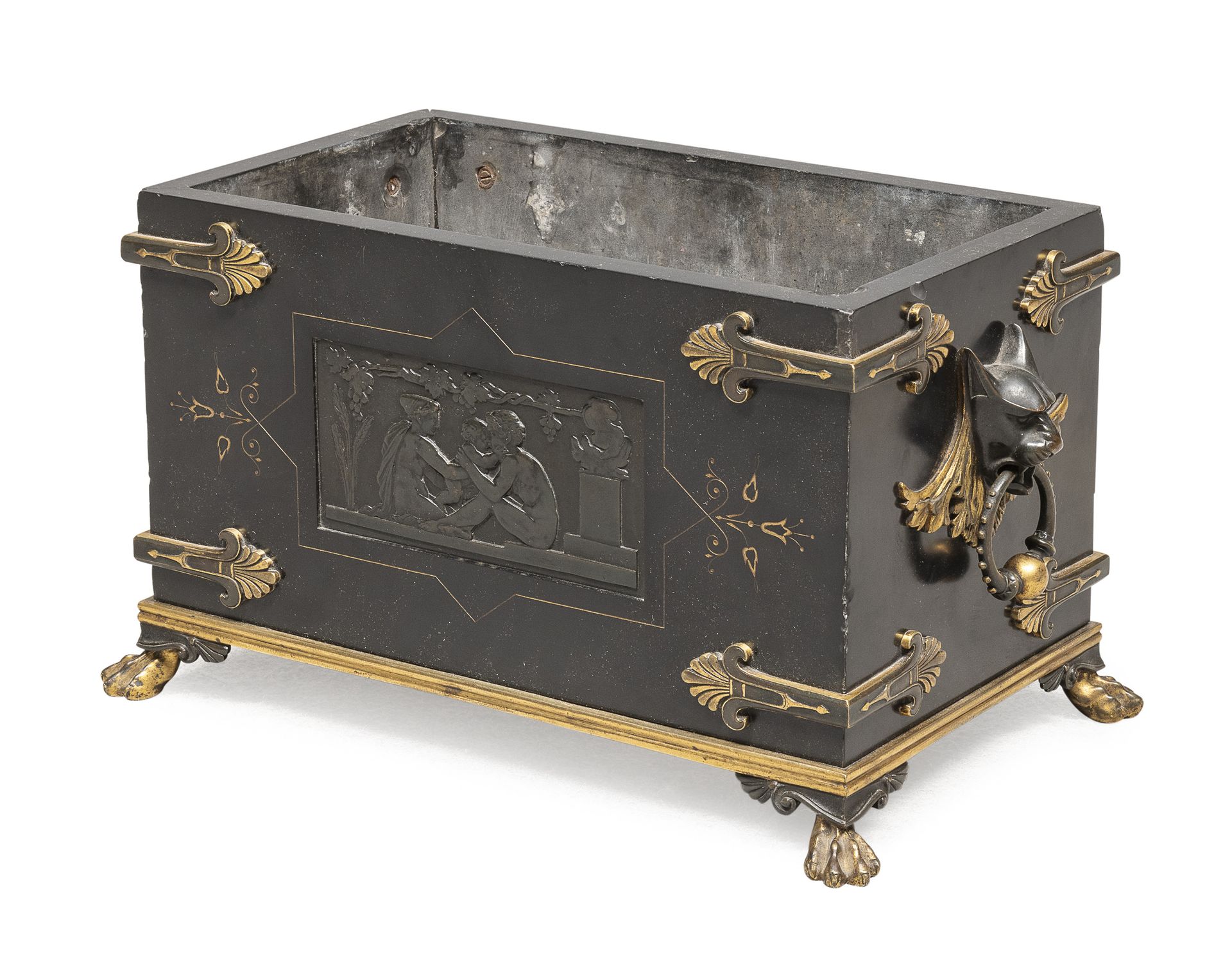 Null SMALL PLANTER IN BLACK MARBLE FROM BELGIUM, FRANCE NAPOLEON III PERIOD