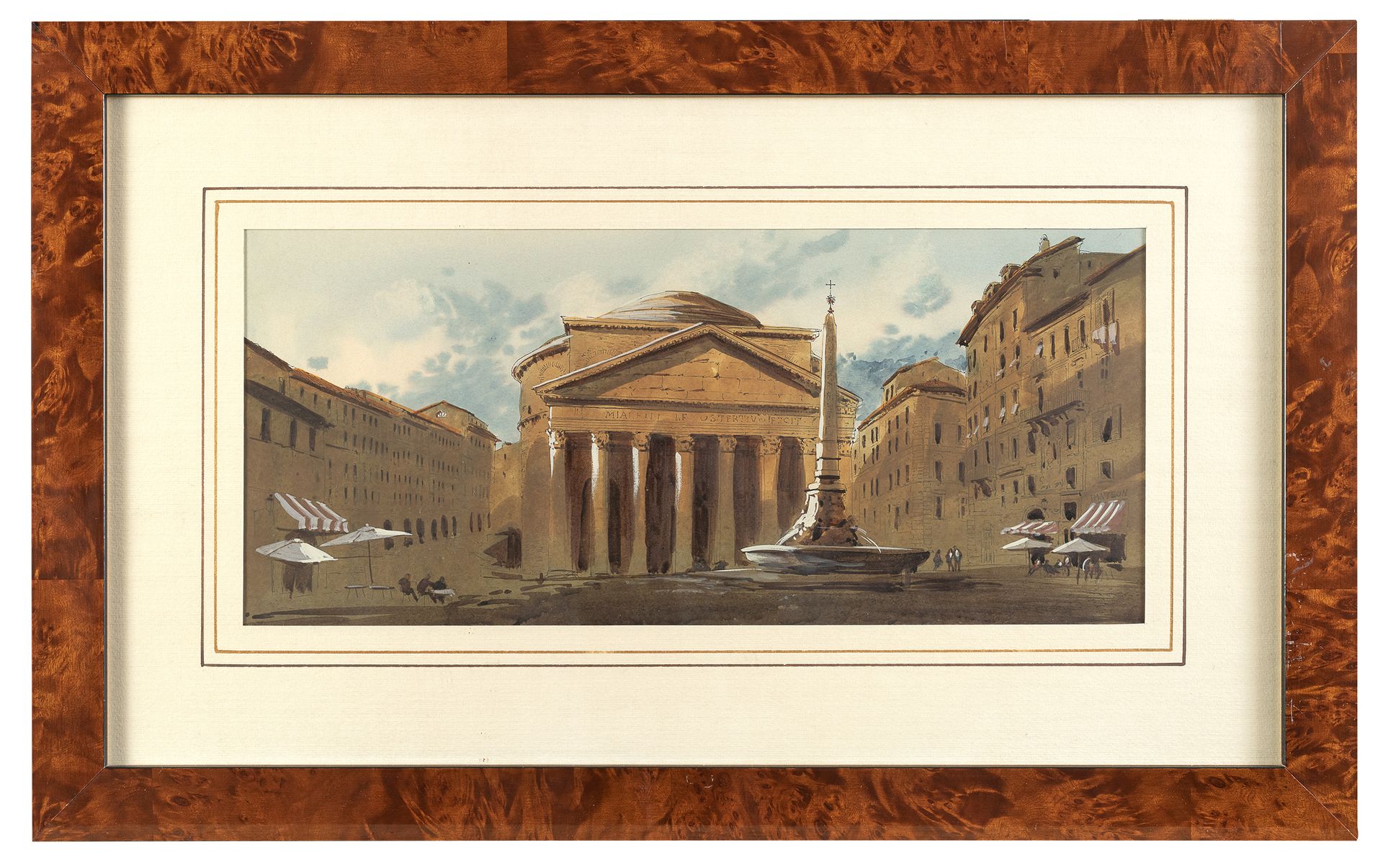 Null 罗马画家，20世纪



万神殿广场，罗马

纸上水彩画，cm. 16 x 36

图雅根架