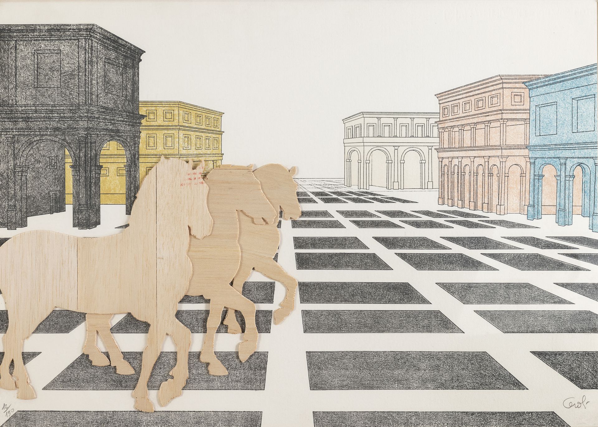 Null 马利奥-塞洛里


(Castel Frentano 1938)





无题


石版画与木板上拼贴的马的剪影，前12/150


尺寸为50 x&hellip;