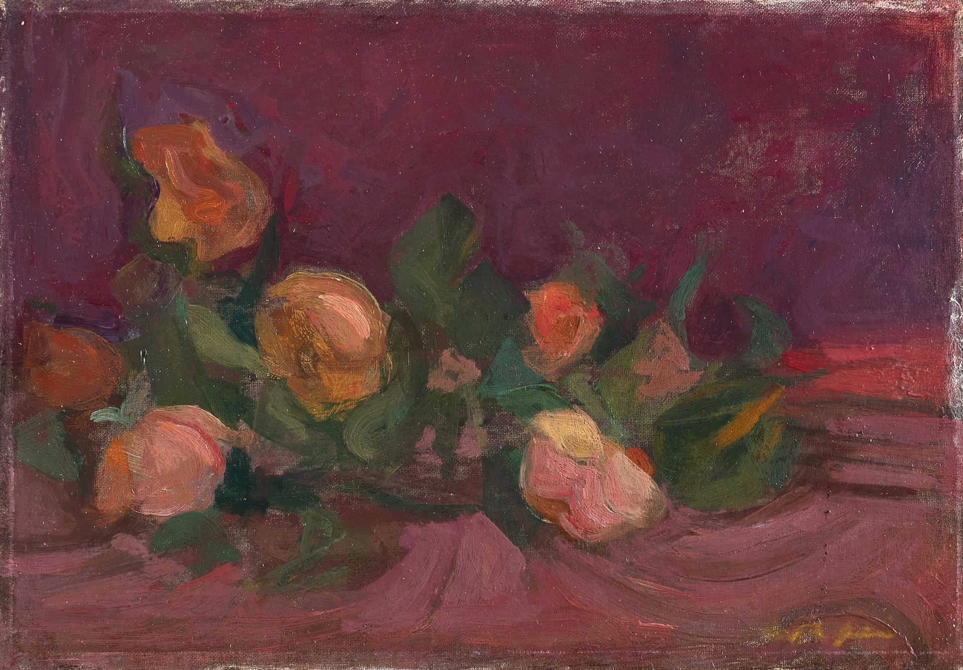 Null MARIO MAFAI


(罗马 1902 - 1965)





红色的六朵玫瑰，1948/50


布面油画，应用于木板上，厘米，22.5 x&hellip;