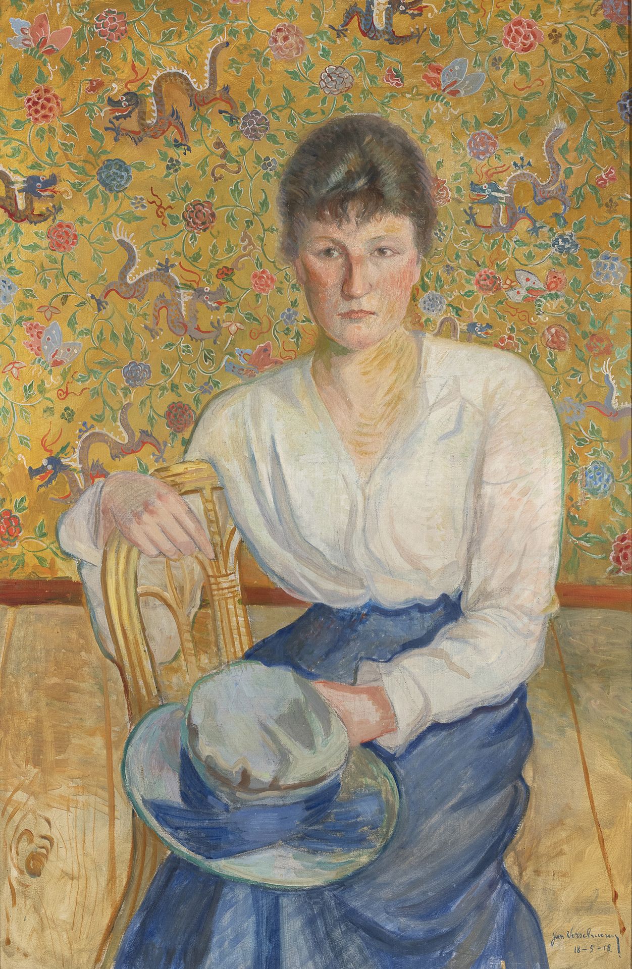 Null Jan verschueren


(比利时 1892 - 1939)





坐着的女人，1918年


布面油画，115 x 75厘米


签名&hellip;