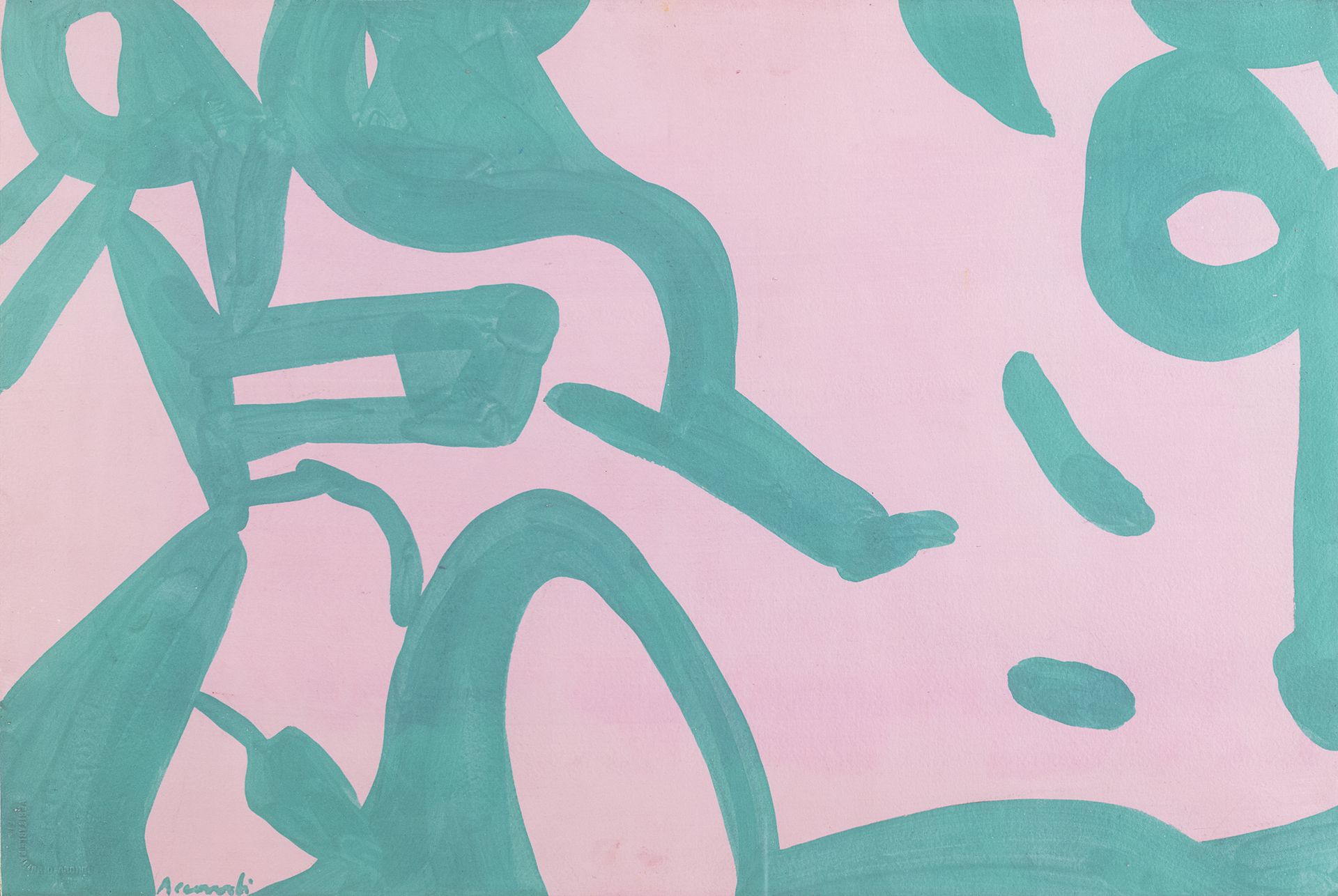 Null 卡拉-阿卡迪


(特拉帕尼 1924 - 罗马 2014)





粉绿，1990年


涂在画布上的纸上淡彩画，38 x 57 cm.


签名&hellip;
