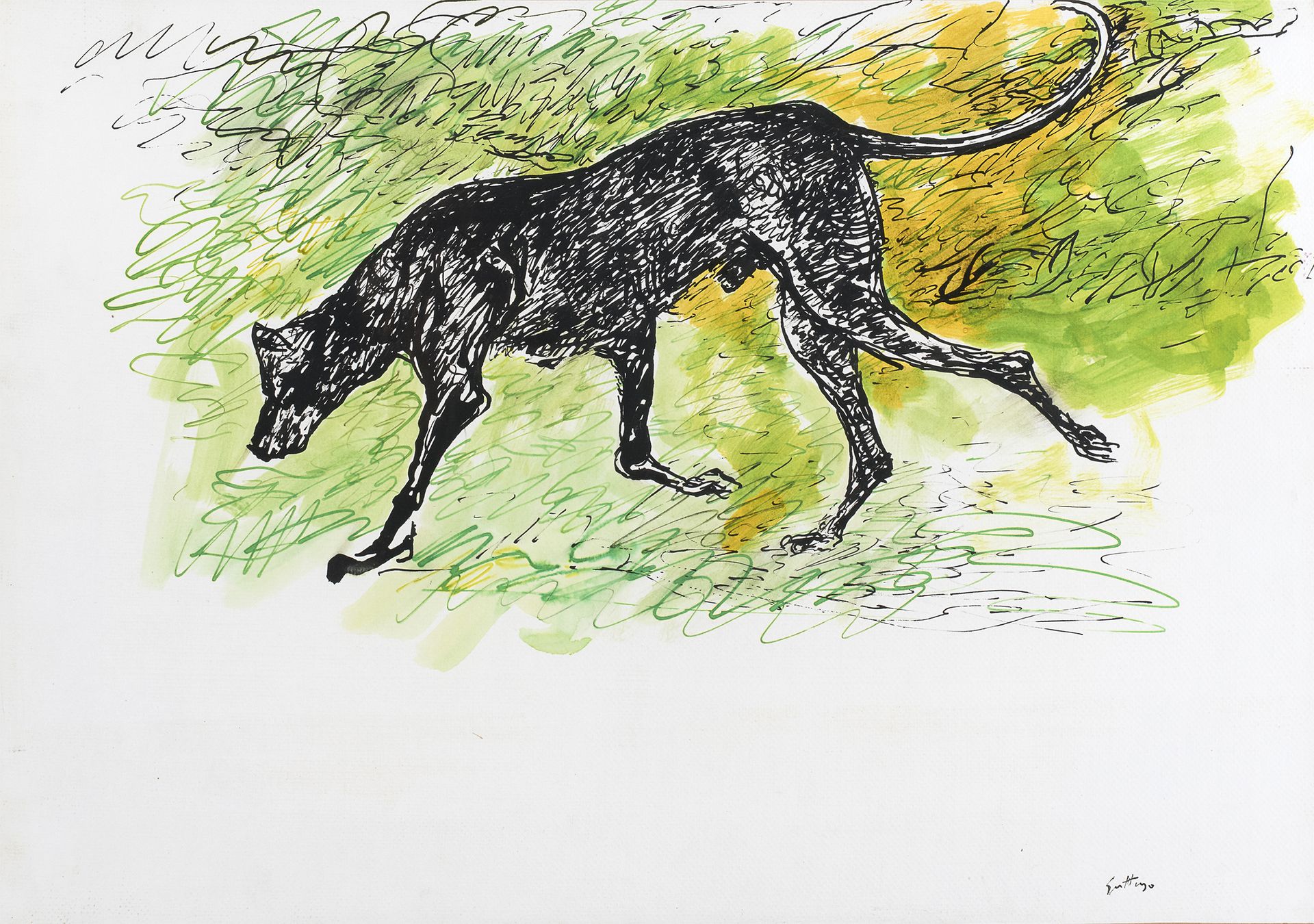 Null 雷纳托-古特索（RENATO GUTTUSO


(Bagheria 1911 - Rome 1987)





狗》，1985年


画在画布上的&hellip;
