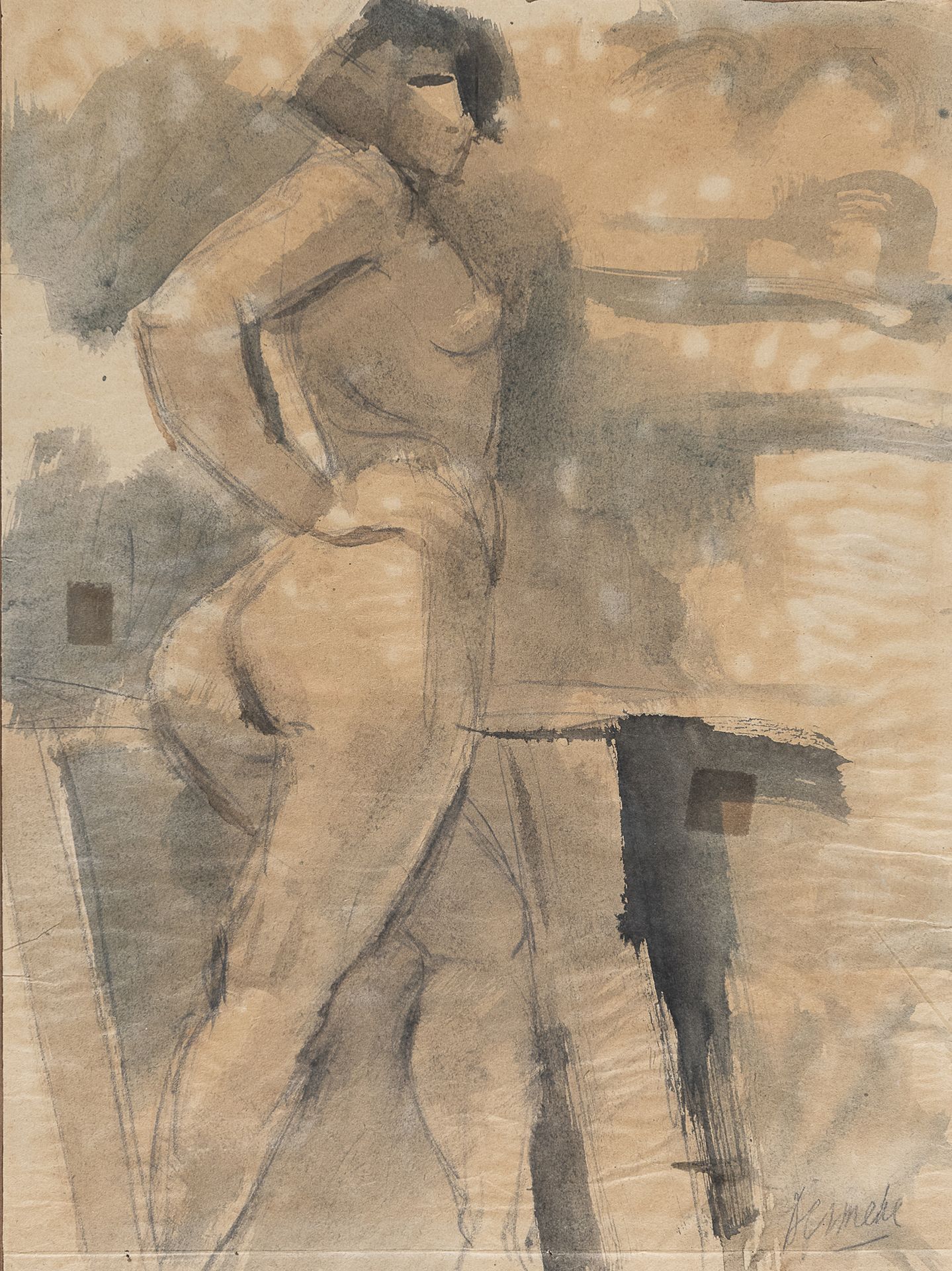 Null 恒定渗透率


(安特卫普 1886 - 奥斯坦德 1952)





女人的裸体


纸上水彩粉笔，40 x 30厘米


签名右下方





&hellip;