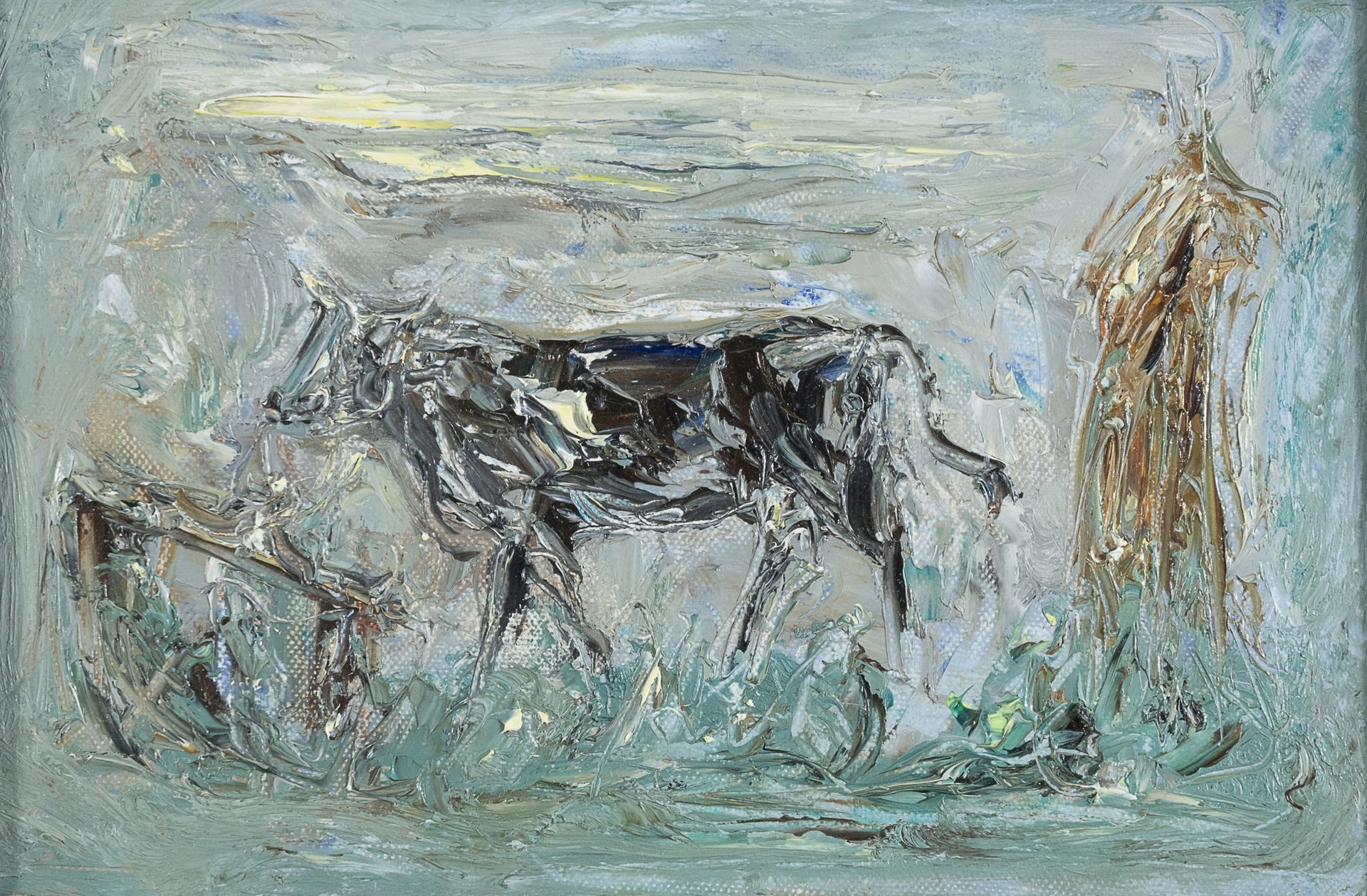 Null Giovanni Stradone


(诺拉 1911 - 罗马 1981)





被钉在十字架上的牛，1951年


布面油画，20.5 x &hellip;