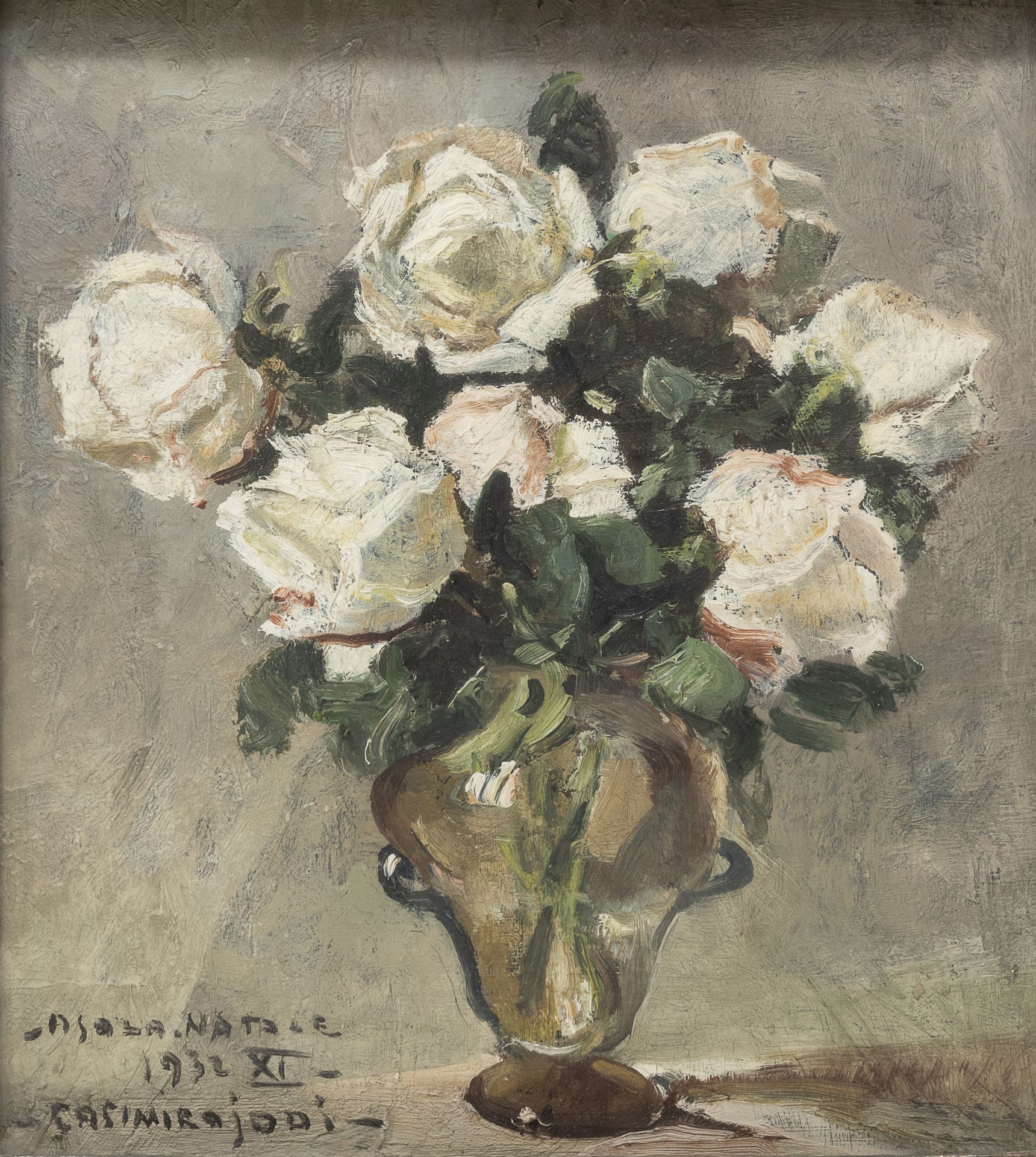 Null 卡西米罗-约迪


(摩德纳1886-罗维戈1948)





白玫瑰》，1932-XI


板上油画，46 x 41厘米


签名和日期在左下方
&hellip;