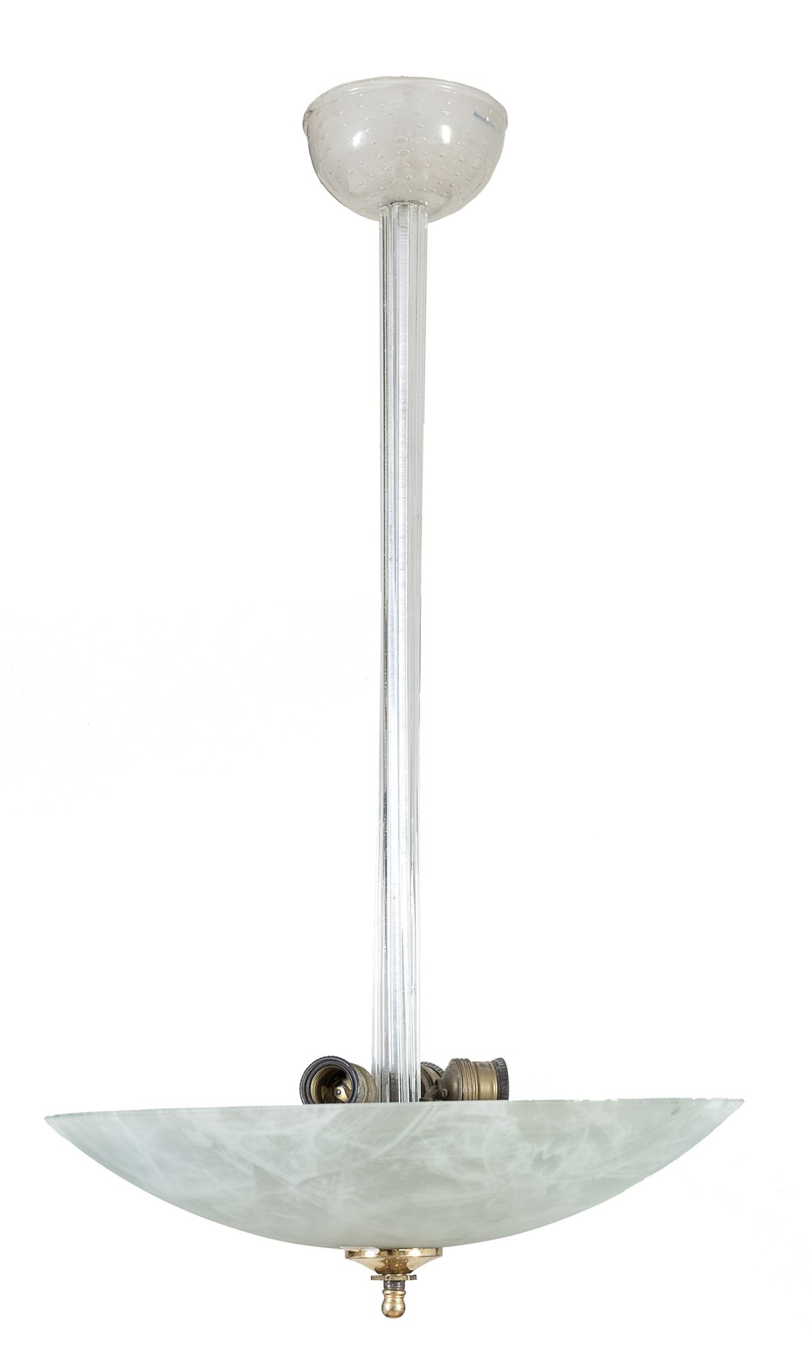 Null 
玻璃吊灯，1990年代 。

有喷砂的底座和凸起的圆形光点。茎部有吸管，末端是一个玻璃杯。 。

尺寸为70 x 42厘米。