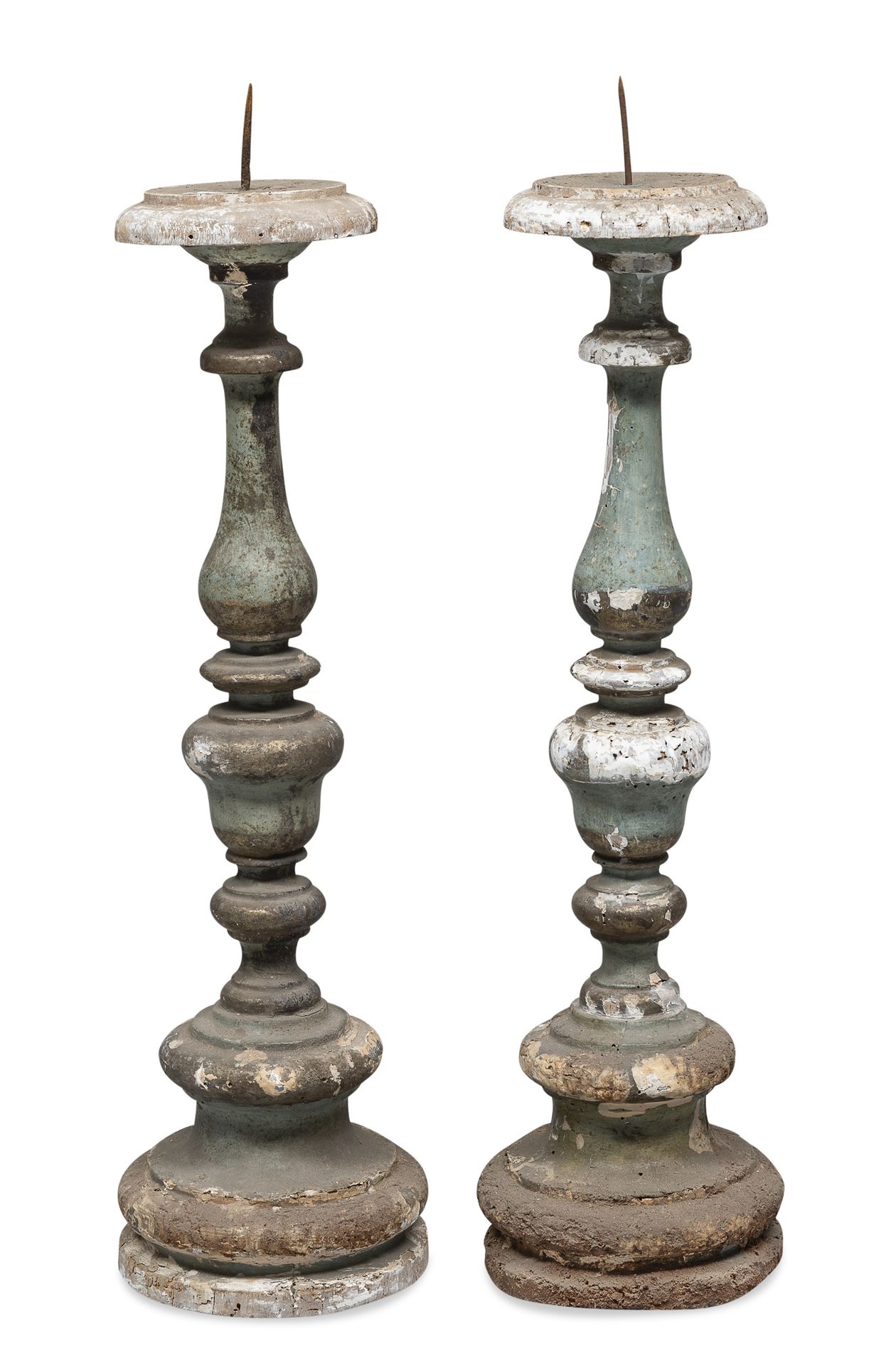 Null PAIR OF LACQUERED CANDLESTICKS, BRANDS