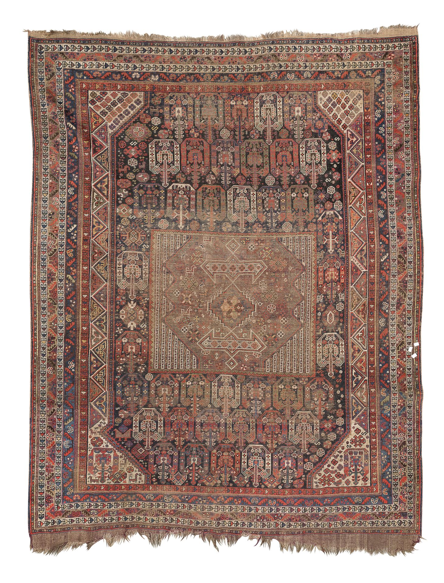 Null 希拉兹-卡什卡伊地毯，19世纪末


有一个双爪奖章和次要的风格化的博特图案和玫瑰花，在中央领域有蓝色背景。


尺寸为260 x 206厘米。


&hellip;