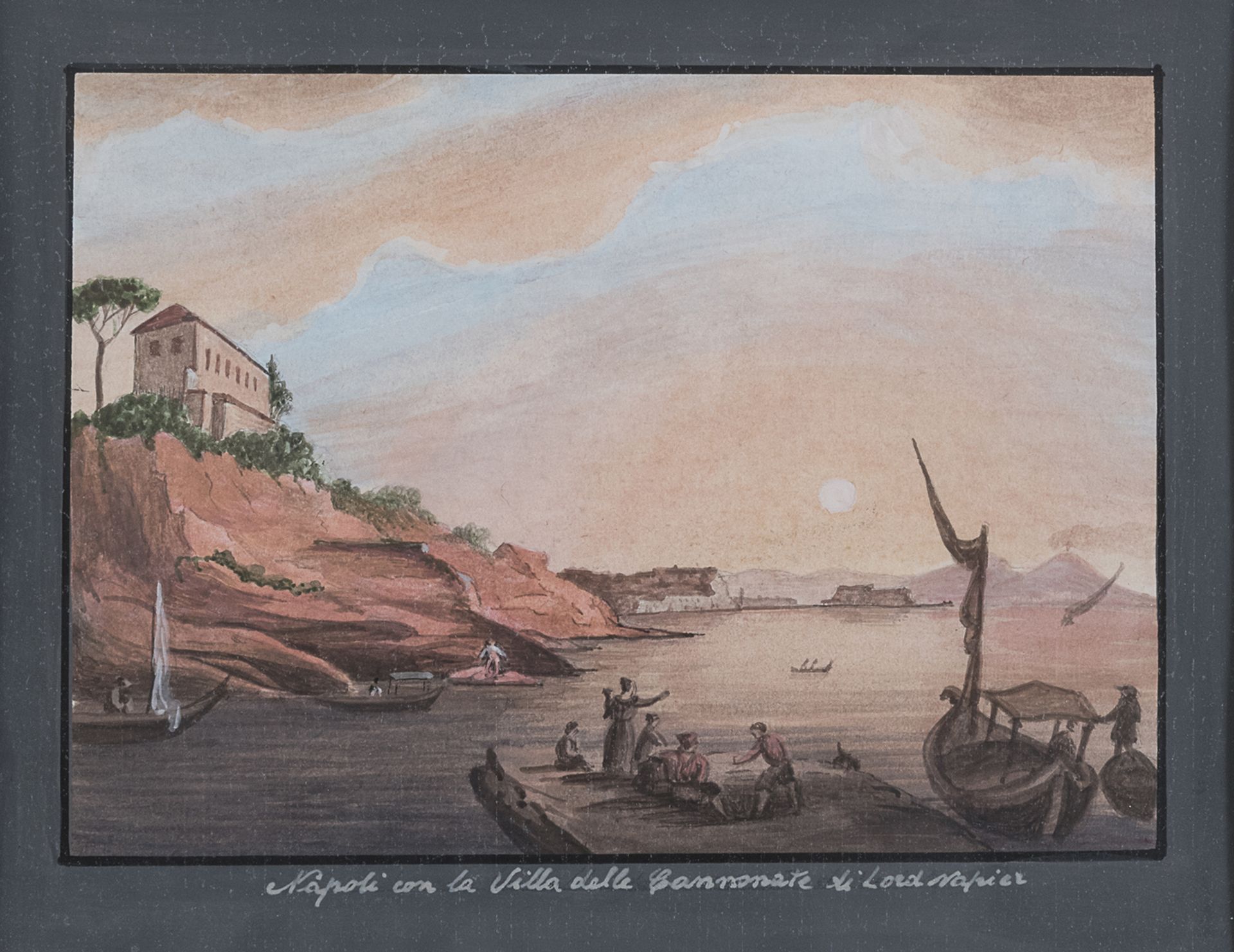 Null 那不勒斯画家，20世纪初





那不勒斯与拿皮尔勋爵的炮艇别墅


纸上淡彩画，厘米，16 x 19


字幕


框架内