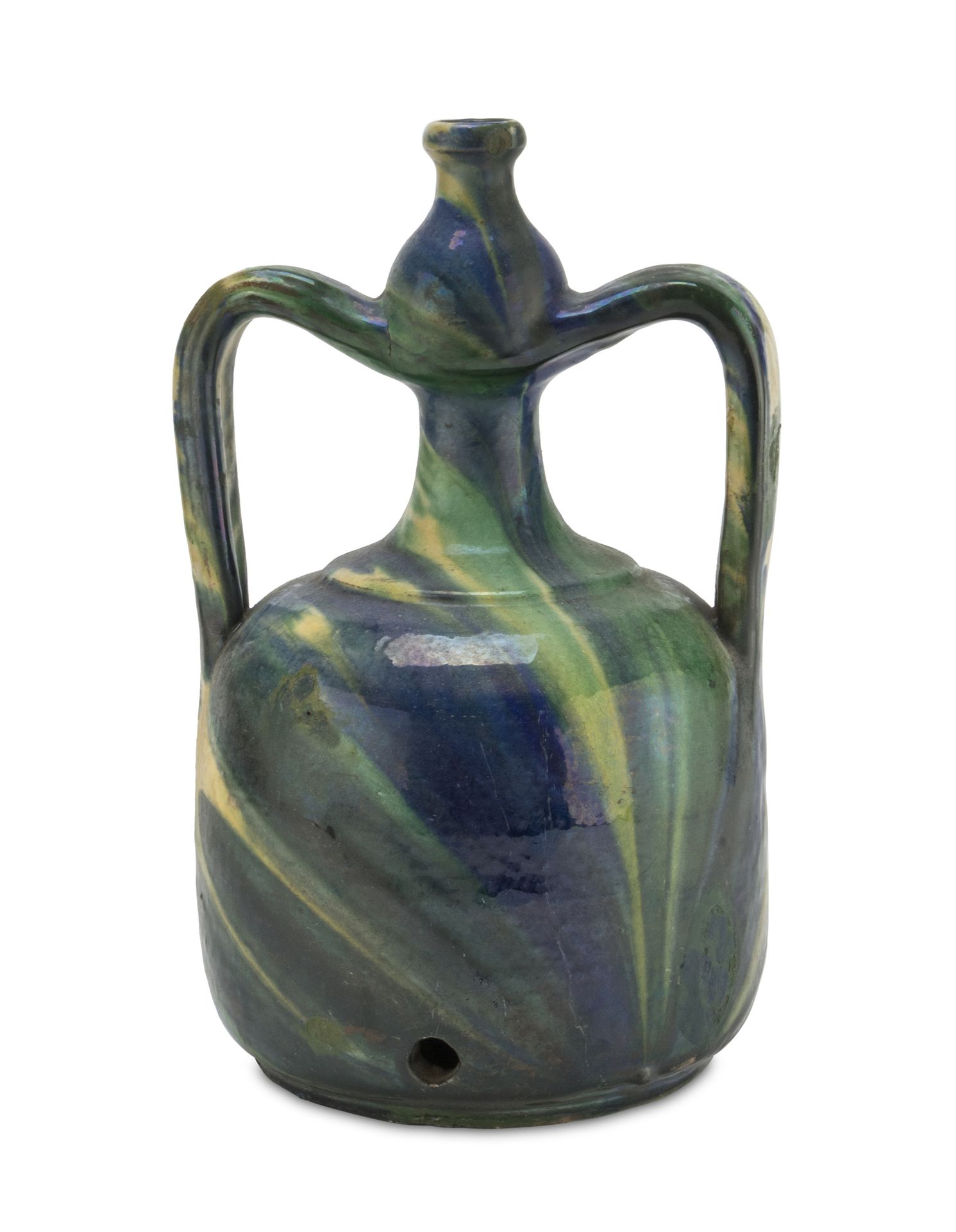 Null 陶瓷壶，Seminara 19世纪末


绿、蓝、黄三色珐琅，有丝带手柄。


尺寸为37 x 22厘米。