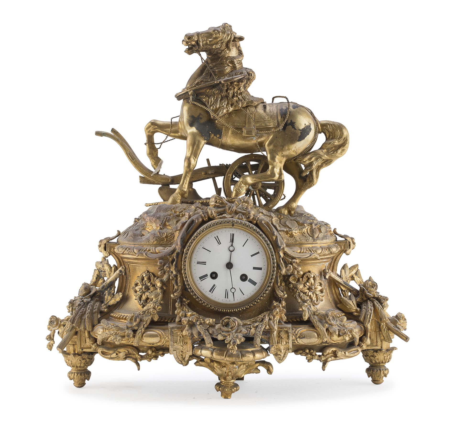 Null TABLE CLOCK WITH HORSE FIGURE