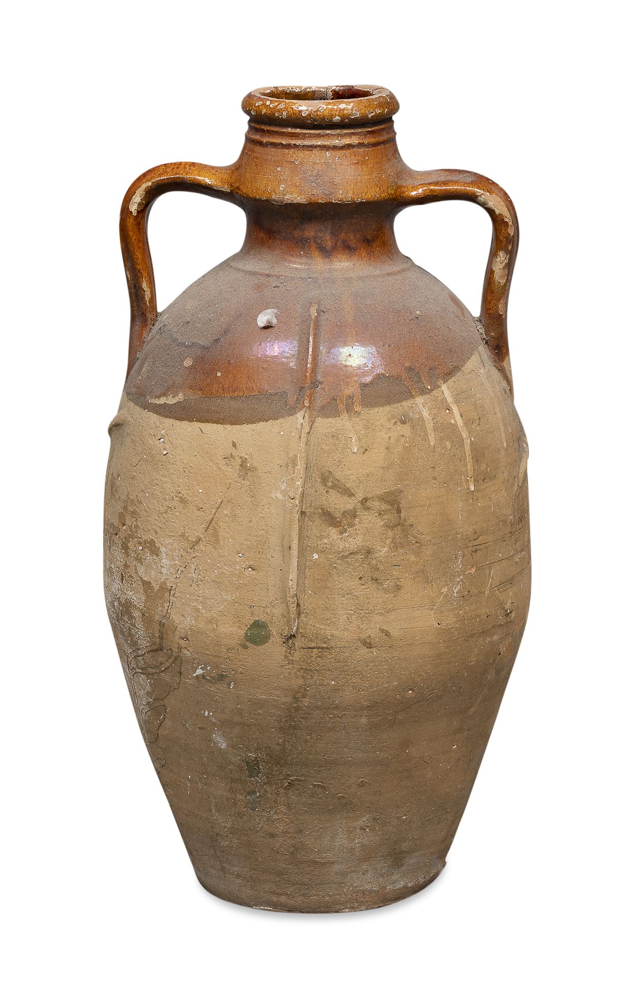 Null 陶罐，普格利十九世纪


部分棕色釉面，带状把手。


尺寸为65 x 30厘米。