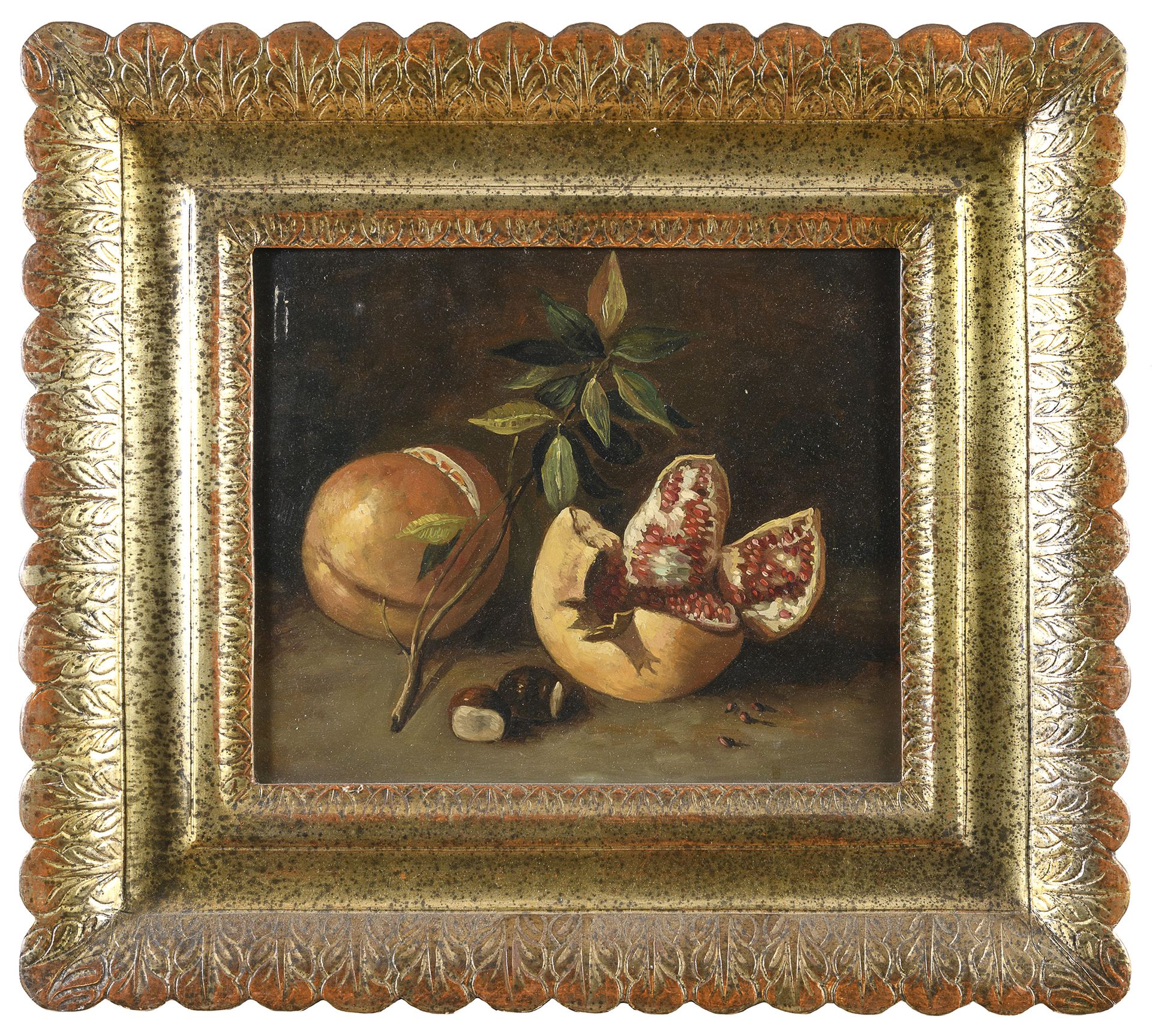 Null 画家 xx世纪





红石榴


板面油画，cm. 25 x 30





框架


那不勒斯镀金木框，带棕榈叶边框，19世纪末