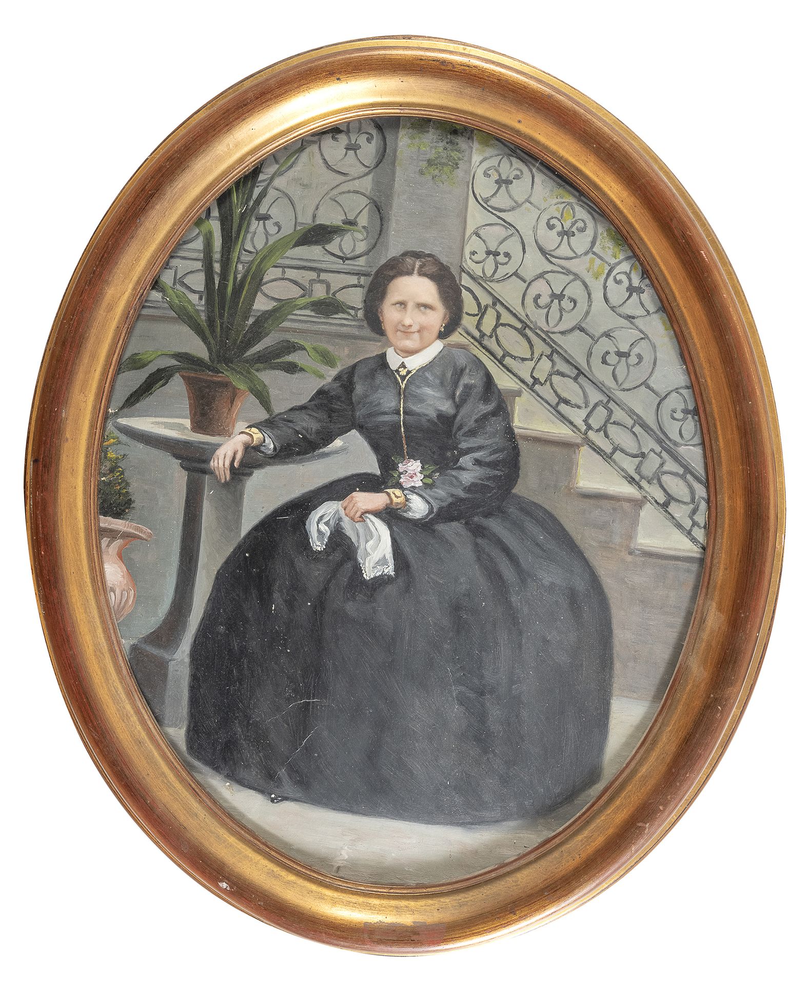Null 北欧画家，19世纪





一个女人的肖像


椭圆形纸板上的油彩，厘米，50 x 40


无符号


镀金框架
