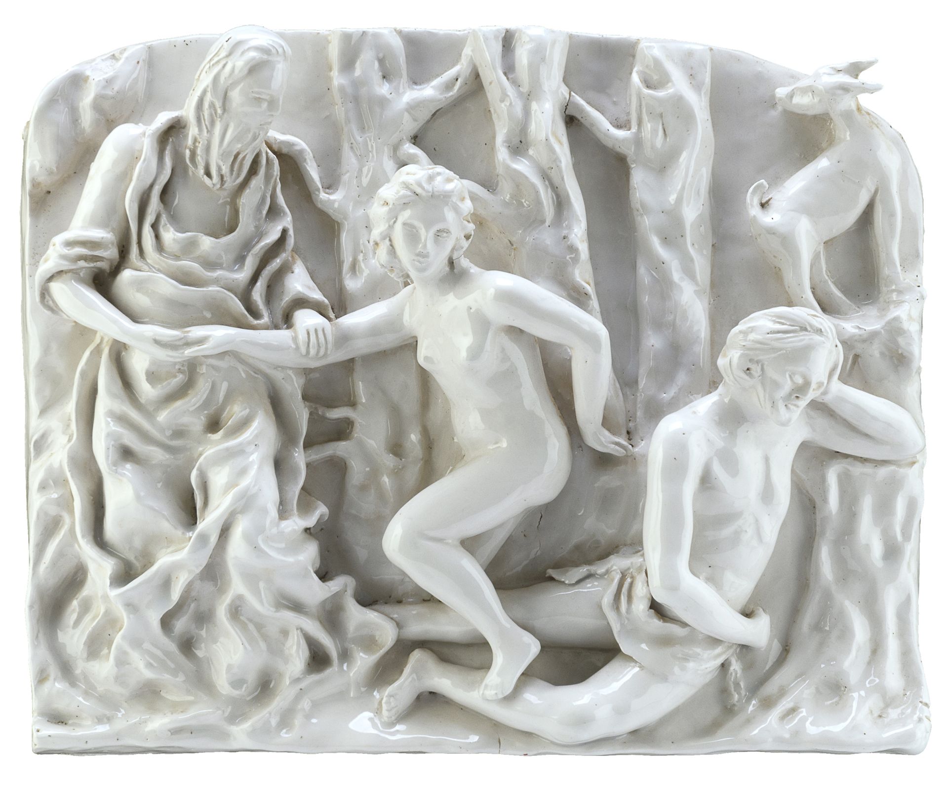 Null 20世纪的陶艺家





神话般的场景


白色珐琅陶瓷高浮雕，38 x 43 x 14厘米


无符号





状况


顶部有两块小毛毡，烧制&hellip;