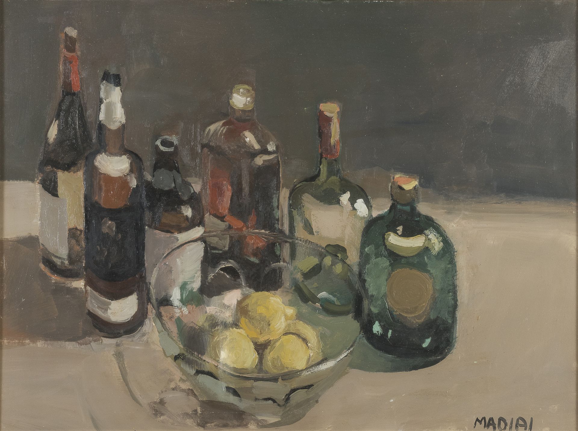 Null MARIO MADIAI


(Siena 1944)





Stillleben aus Flaschen


Öl auf Leinwand,&hellip;