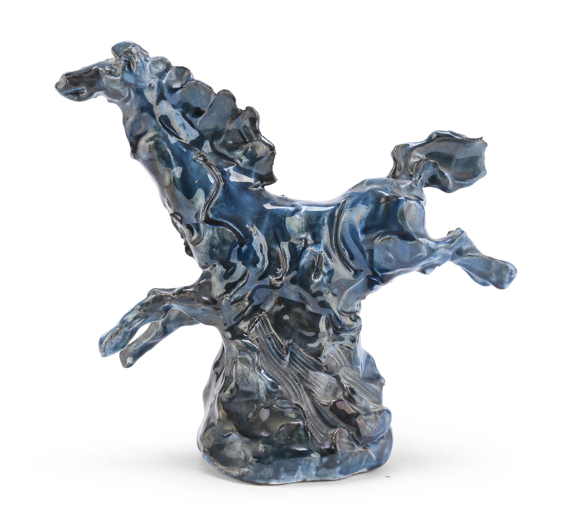 Null 陶瓷马，G. Poggi San Giorgio Albisola 1940年代


浅蓝色釉面，有光泽。


底座内有黑色的签名。


尺寸 cm.&hellip;