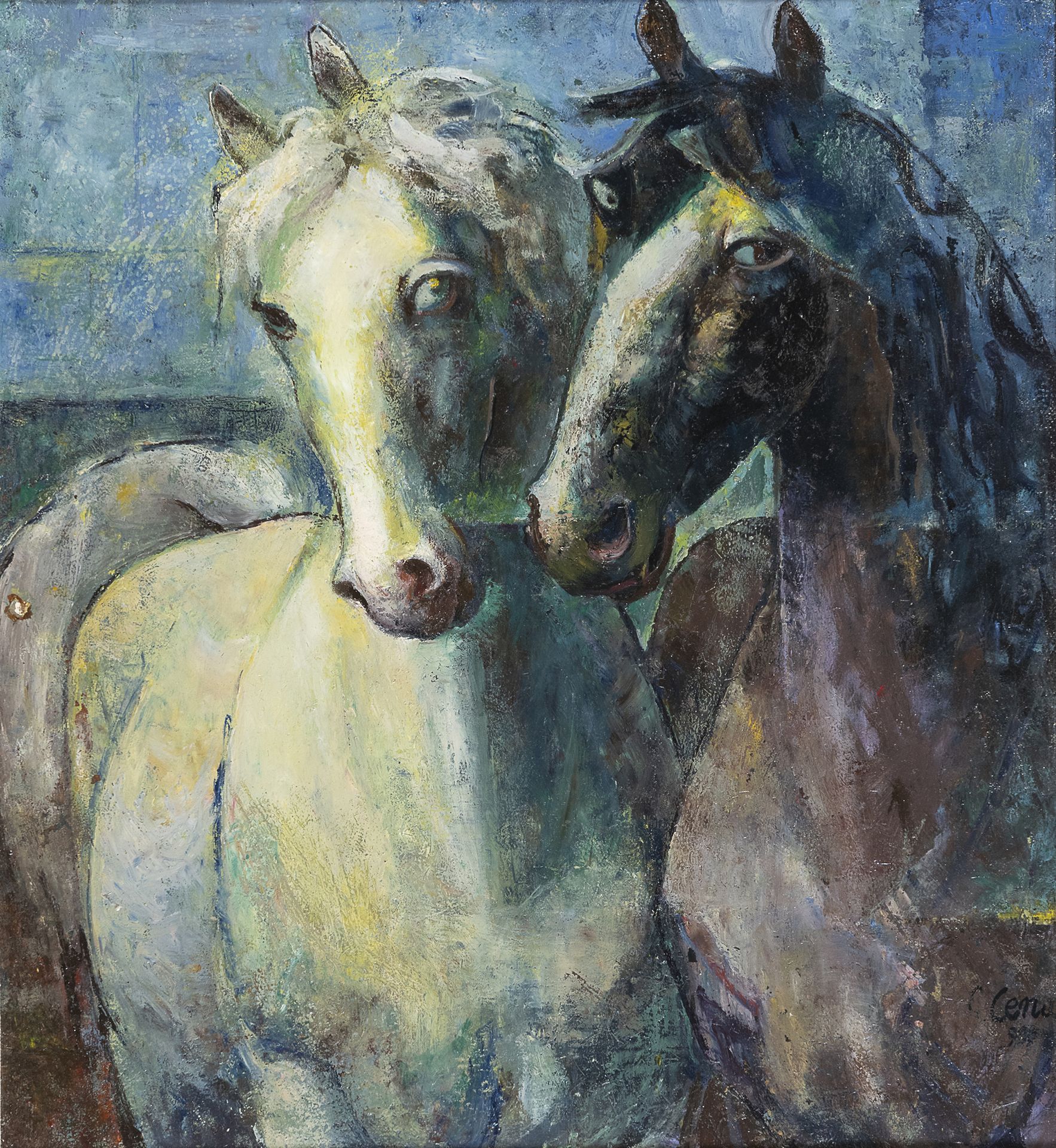 Null GABRIELE CENA 


(Chivasso 1907 - Rom 1992)





Pferde, 1937


Öl auf Kart&hellip;