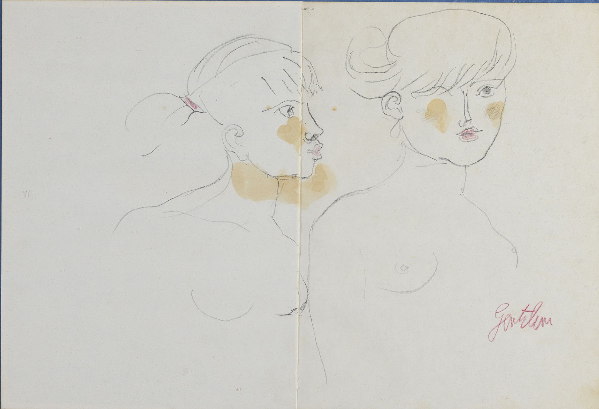 Null 弗朗科-根蒂利尼


(Faenza 1909 - Rome 1981)





两张脸


铅笔和水彩画在两张纸上，32 x 47厘米


签名右&hellip;