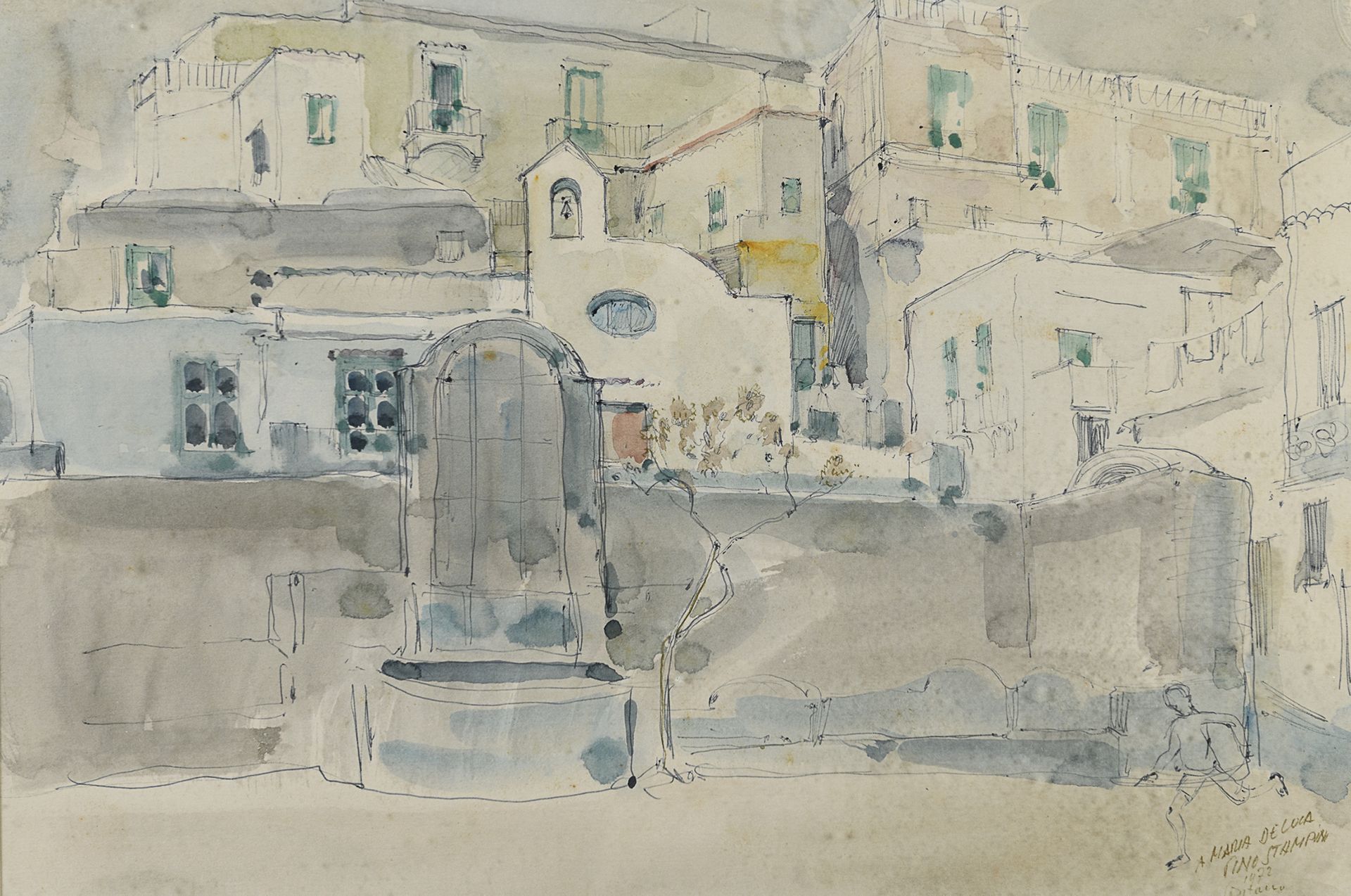 Null 意大利画家，20世纪





城市, 1972


纸上水彩画，25 x 37厘米


签名 "Pino Stampini "和日期，右下方


有&hellip;
