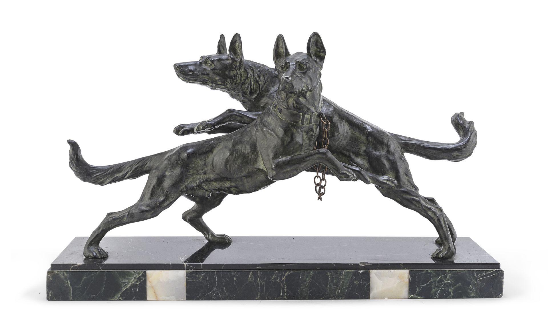 Null 法国雕塑家，装饰主义时期





顶端的狗


青铜雕塑，有烧制的古铜色，33 x 20 x 57厘米


黑色大理石底座，桃花状大理石嵌件