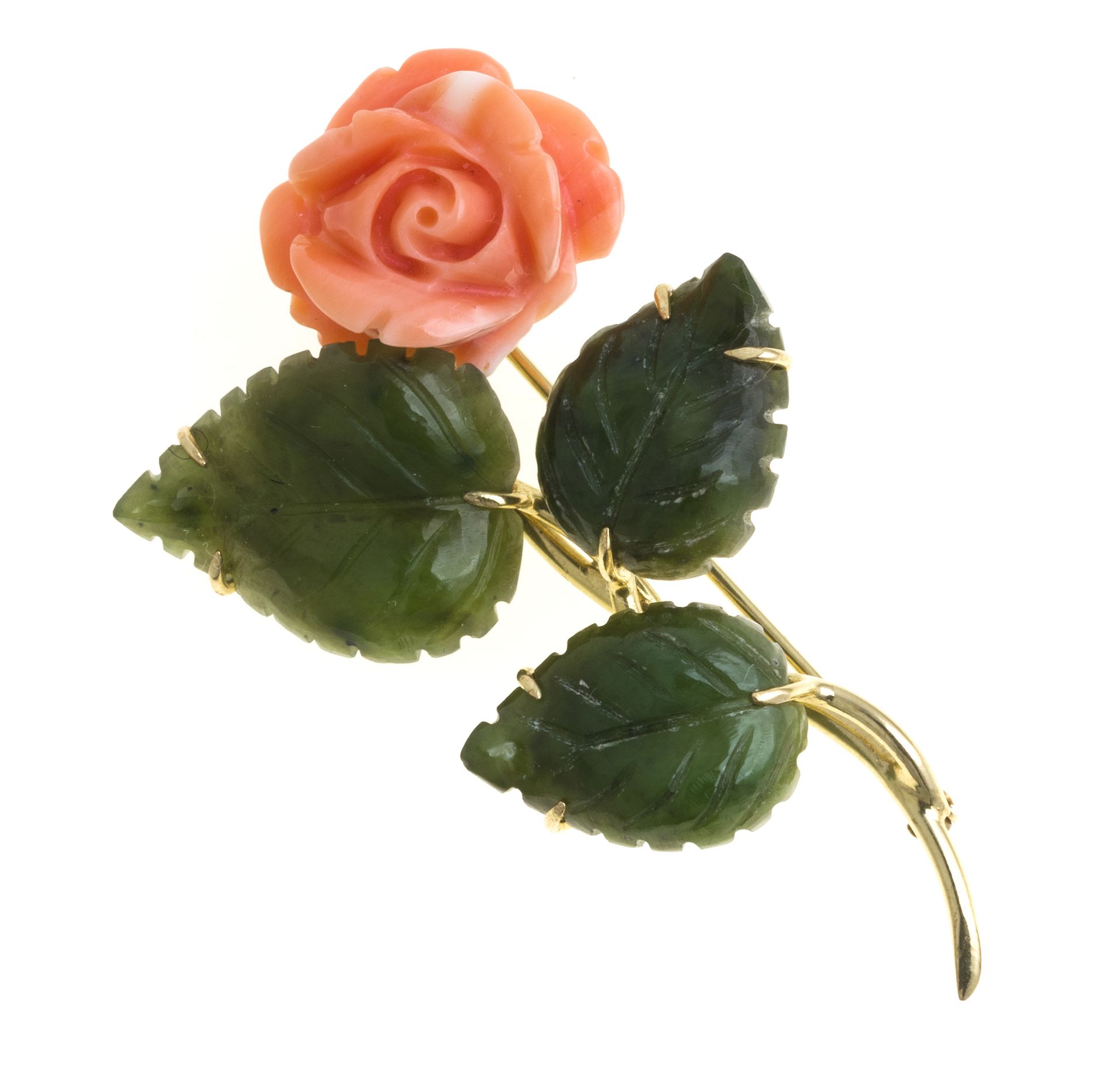 Null 可爱的布鲁奇


18K黄金支架，形状为开花的总状花序，上面有粉红色的珊瑚和带有绿色半宝石的叶片。


尺寸为6 x 3.5厘米，总重量为13.80克&hellip;