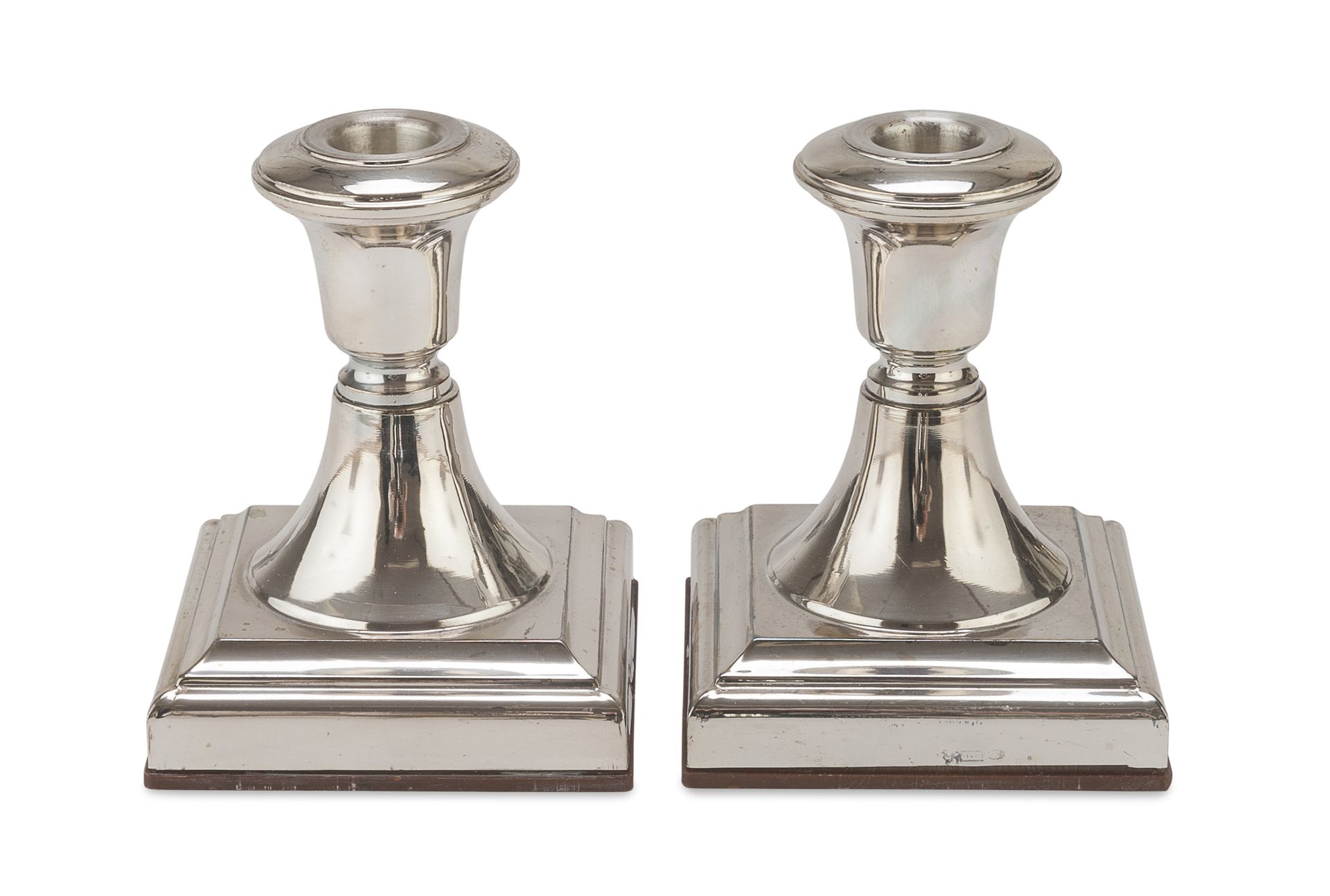 Null PAIR OF SILVER FOIL CANDLESTICKS, FLORENCE