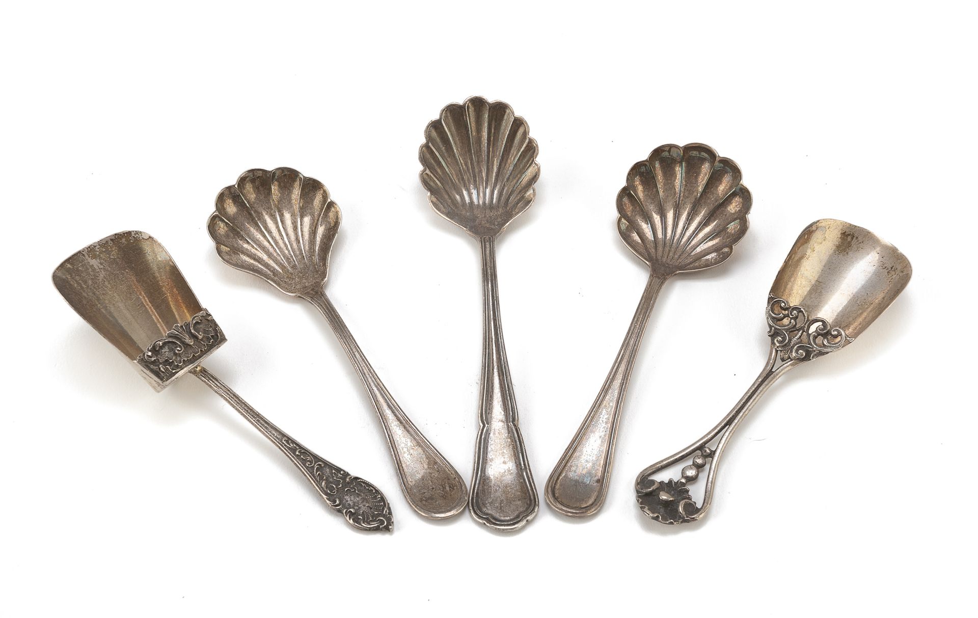 Null FIVE SILVER AND SILVER-PLATED SPOONS