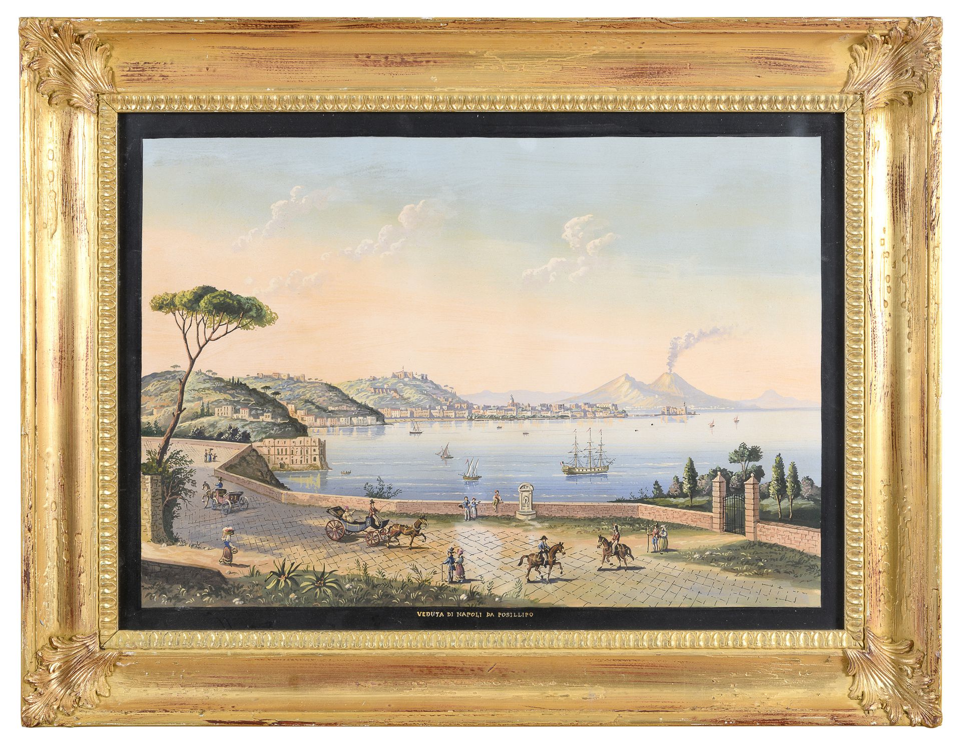 Null 那不勒斯画家，20世纪初



从POSILLIPO看那不勒斯

水粉画，50 x 70厘米

字幕

水粉画框架
