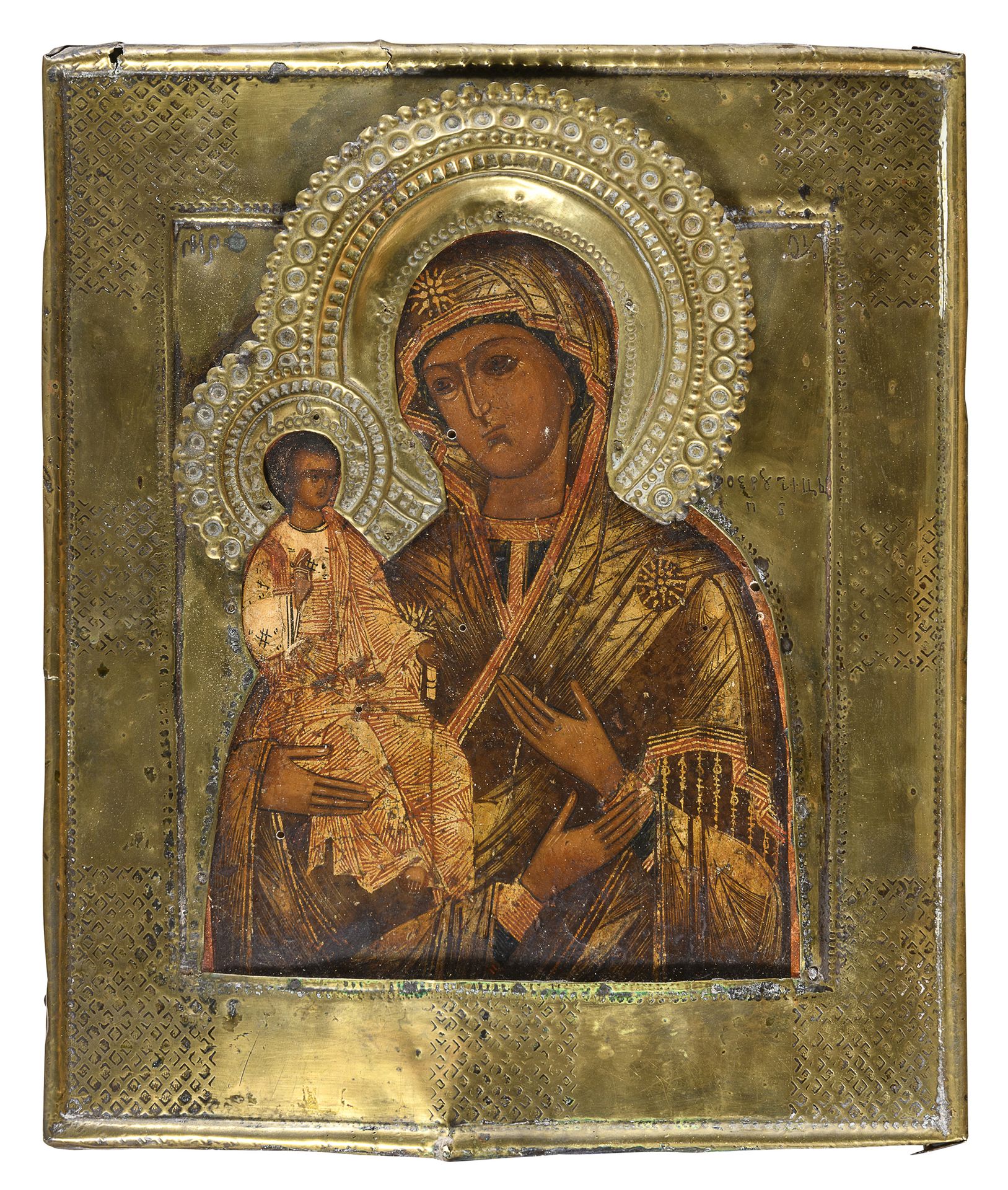 Null 俄国学校，18世纪末



三只手的圣母

面板上的钢笔画图标，31 x 26厘米。

镀金金属雕刻的视网膜仪



画的状况

在圣母的脸上和衣服的&hellip;