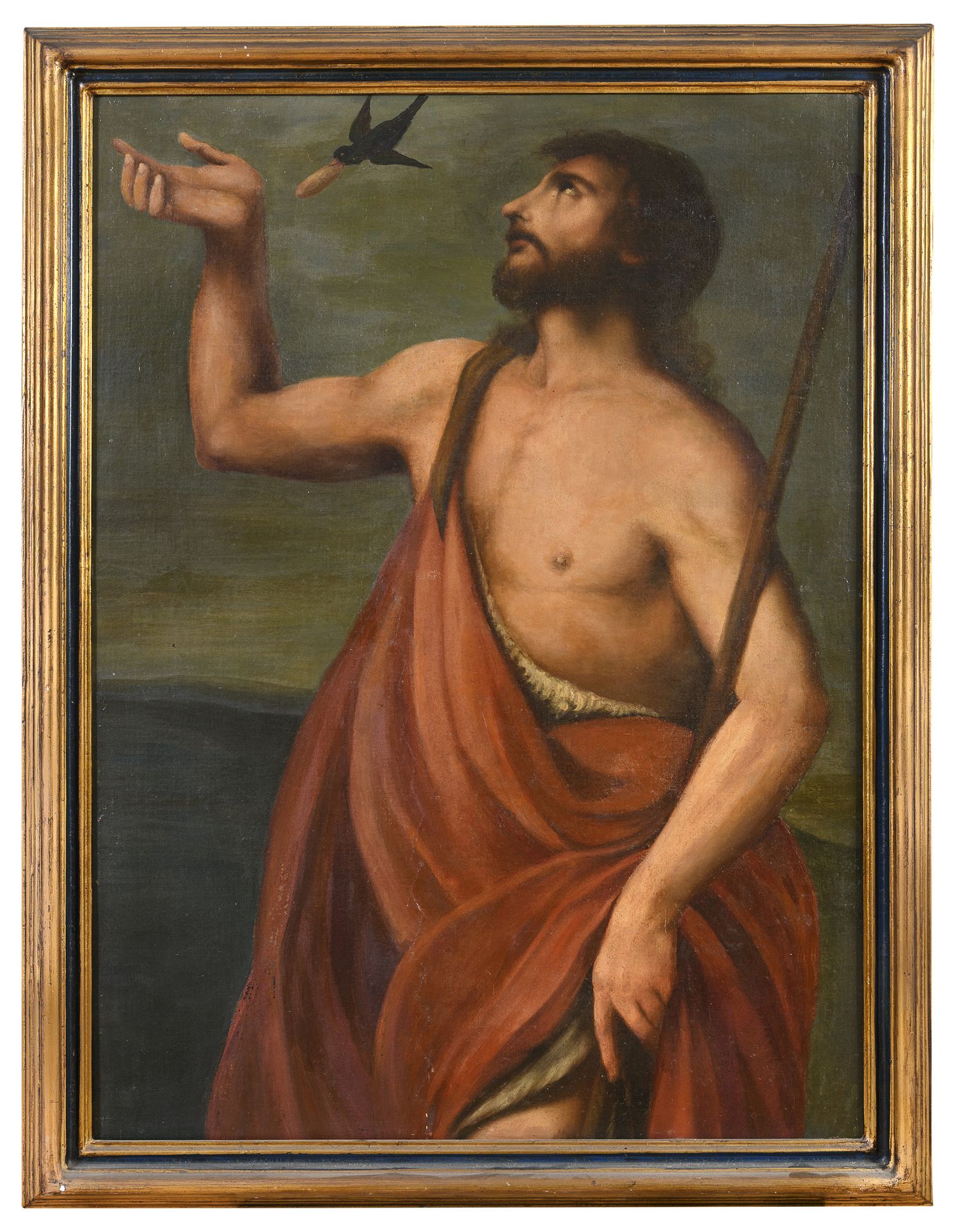 Null 意大利画家，19世纪初



乌鸦喂养的圣保罗隐士

布面油画，102 x 75厘米



画的状况

二十世纪的修复。肩部和胸部有一些氧化的修复区域&hellip;