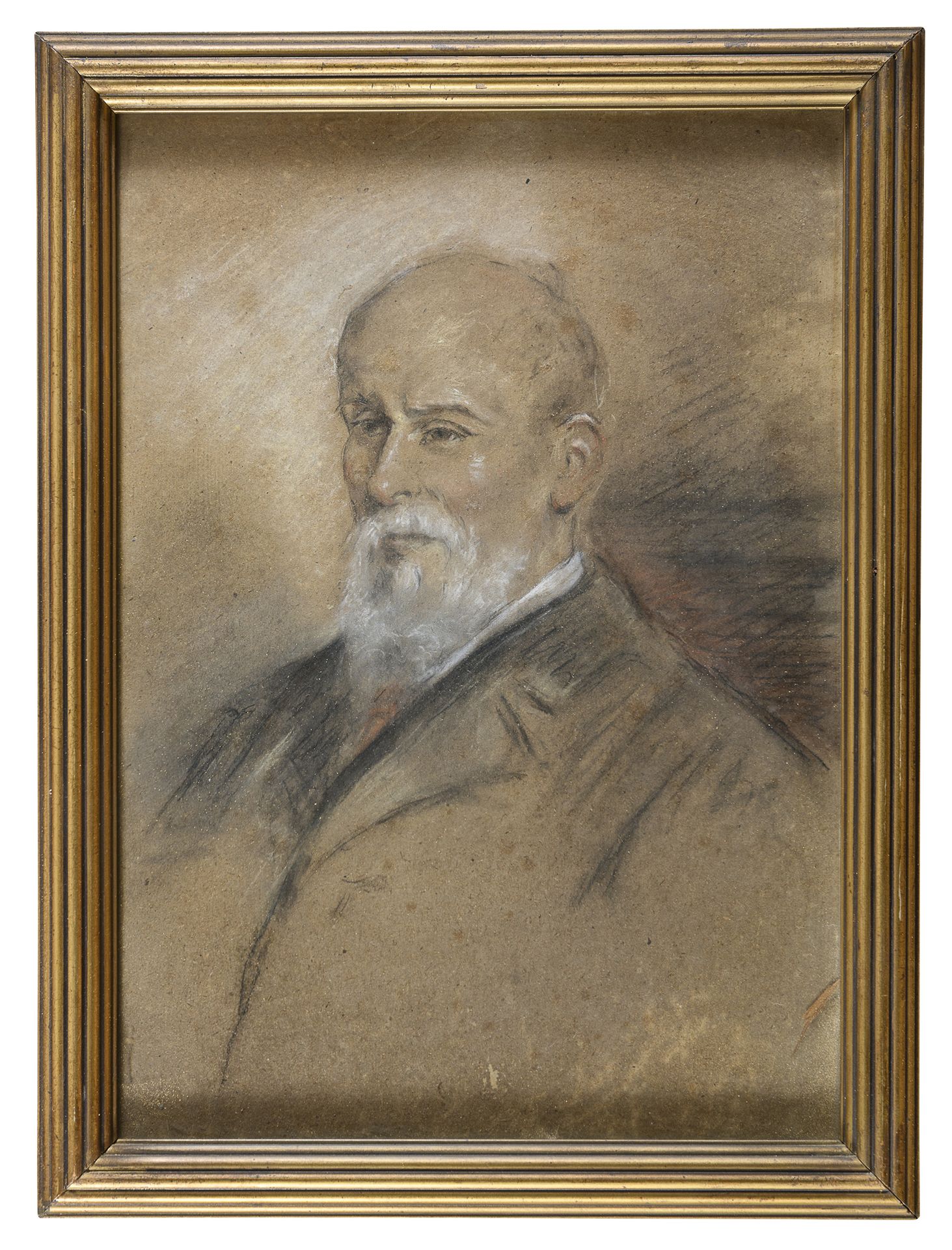 Null 意大利画家，19世纪末



肖像

棕色纸上的木炭和白铅，39 x 28厘米

无符号

镀金框架



证据

原为Avv.Carlo Castr&hellip;