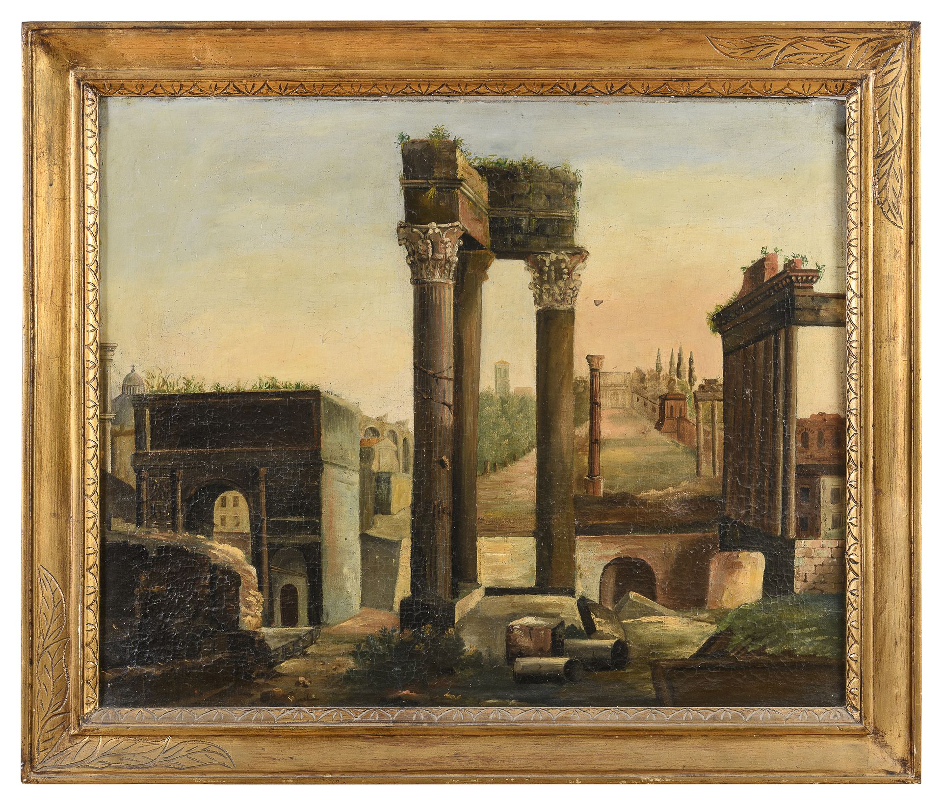 Null 北欧画家，19世纪初



从Tabularium的山坡上看罗马广场的景色

布面油画，61 x 74厘米

无符号

镀金框架