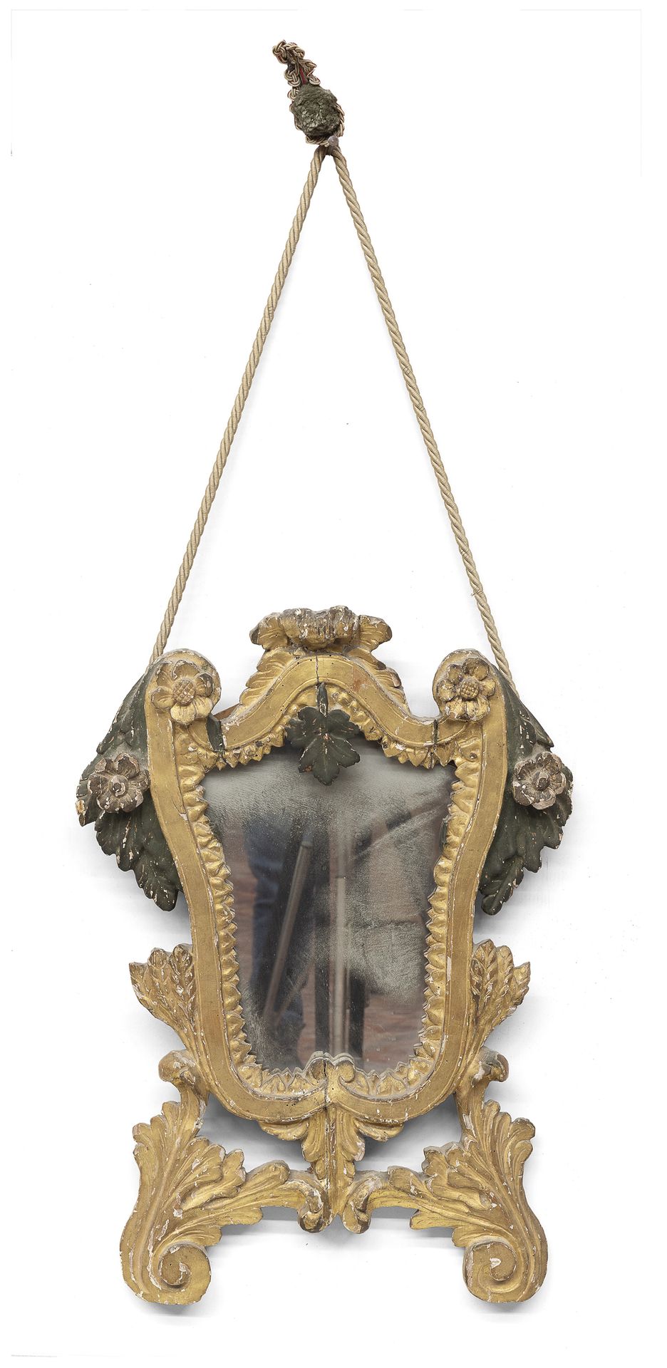 Null MIRROR IN GILDED AND LACQUERED WOOD, 18th CENTURY