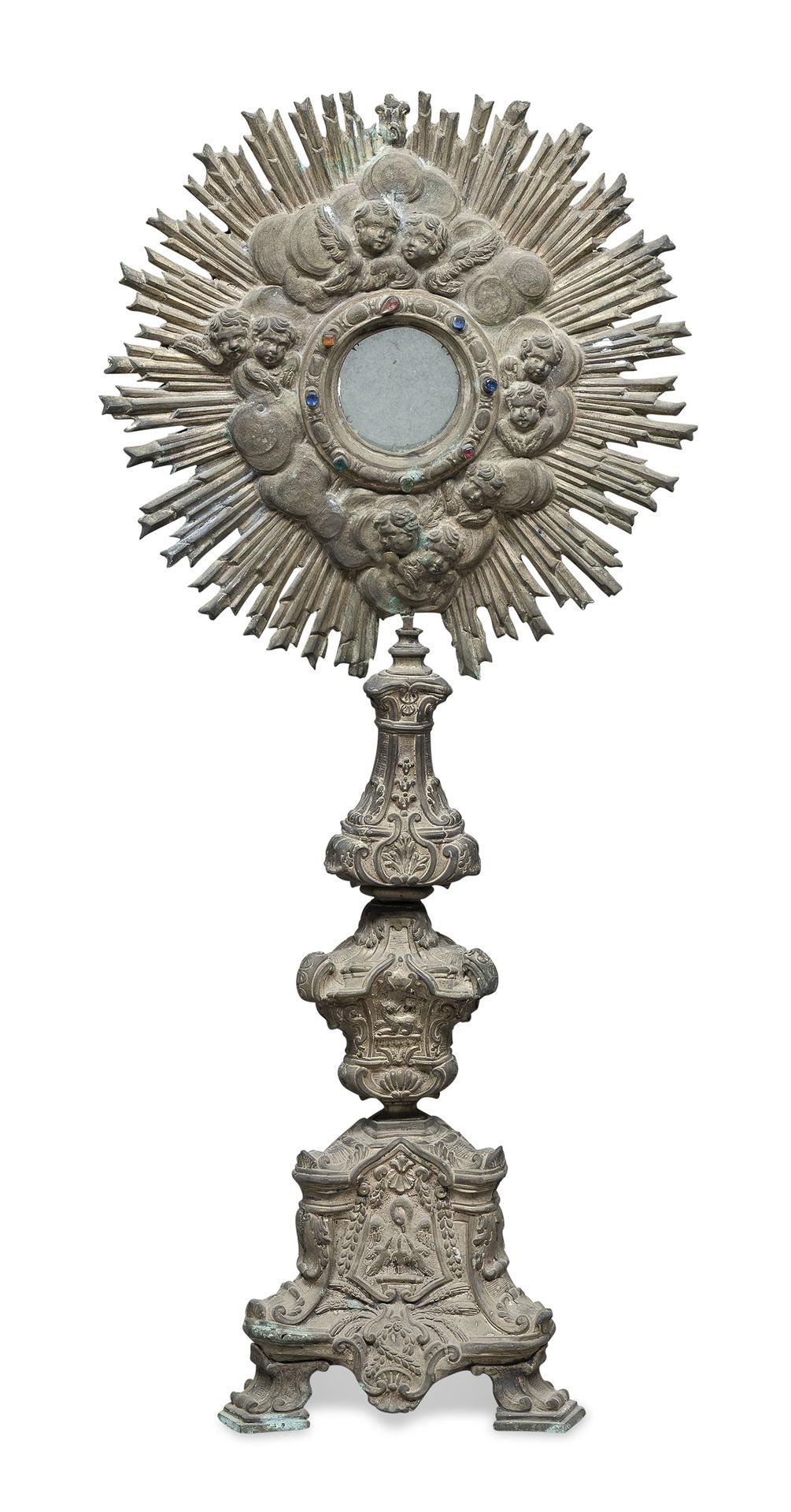 Null SILVER-PLATED METAL OBSTENSORY, 18th CENTURY