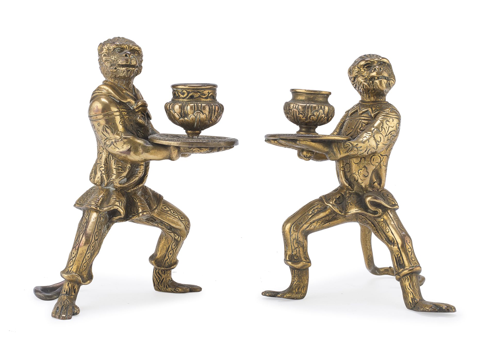 Null PAIR OF BRONZE OIL LAMPS, NETHERLANDS 19th CENTURY