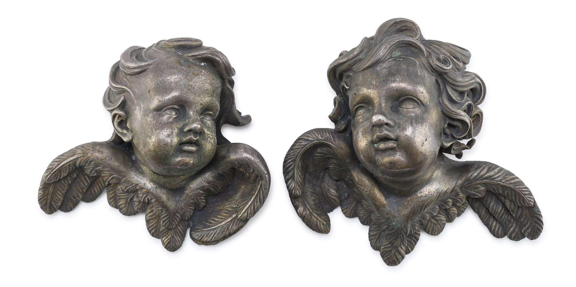 Null RARE PAIR OF SILVERED BRONZE SCULPTURES, ROME, LATE 17TH CENTURY