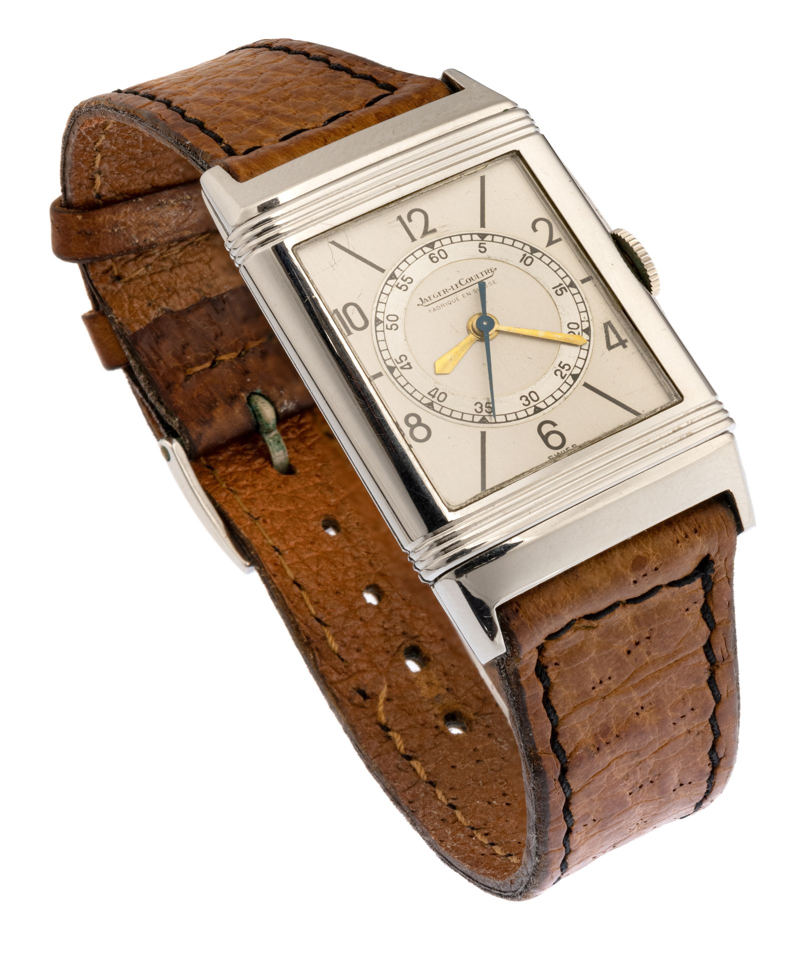 Null JAEGER LE COULTRE REVERSO腕表，约1950年。

配有钢制表壳。机械机芯，手动上链。棕色皮表带和钢扣，非原装。

表壳尺寸为2&hellip;