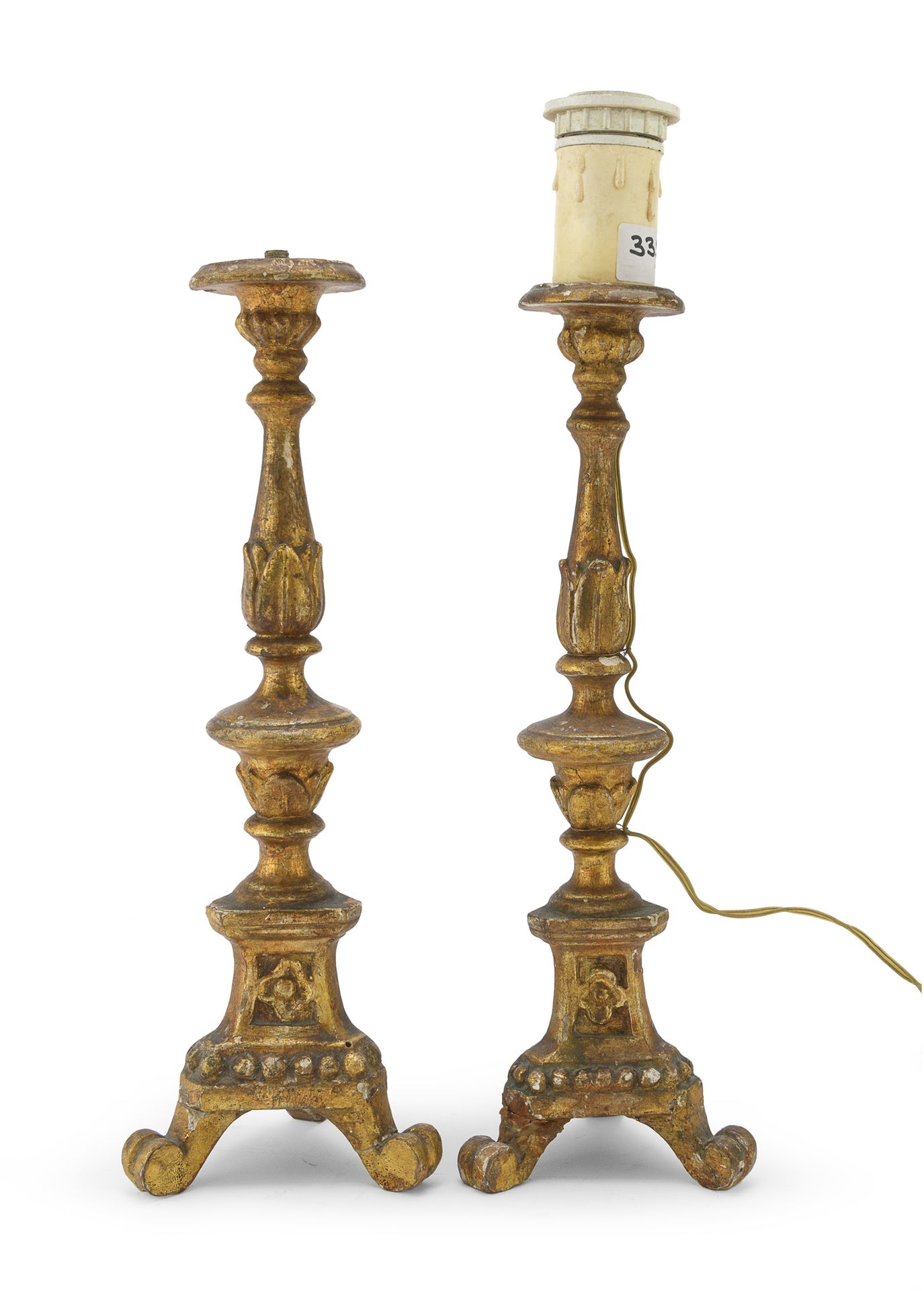 Null PAIR OF CANDLESTICKS IN GILTWOOD, 18th CENTURY