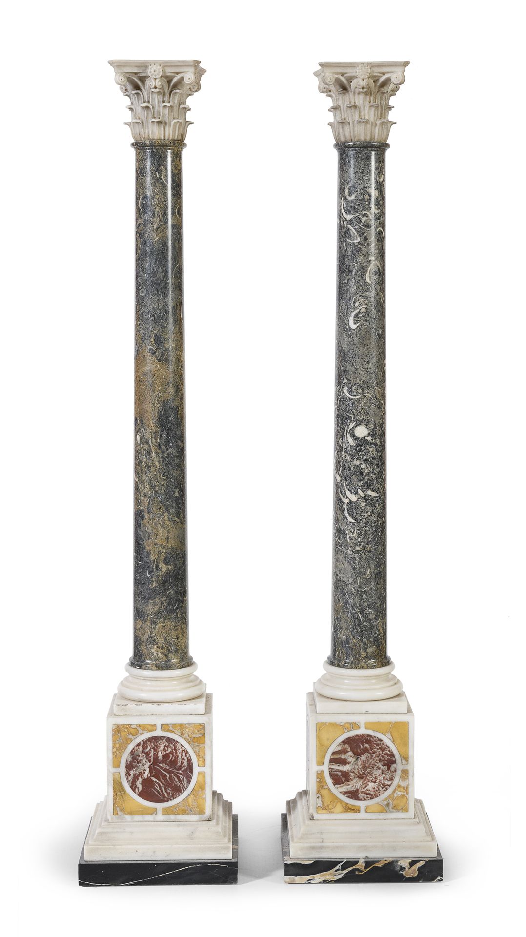 Null PAIR OF MODELS OF MARBLE COLUMNS, 19TH CENTURY