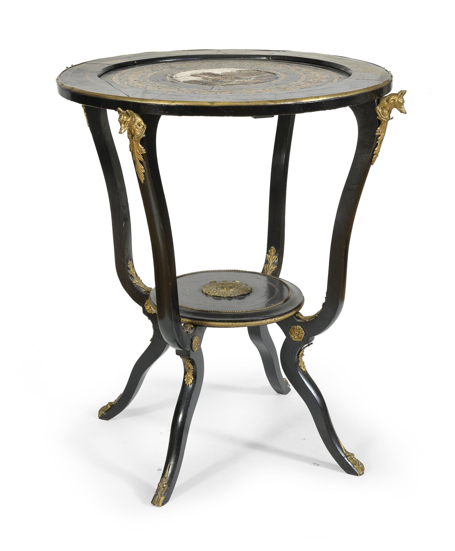Null SMALL TABLE IN EBONY WITH MOSAIC 19TH CENTURY