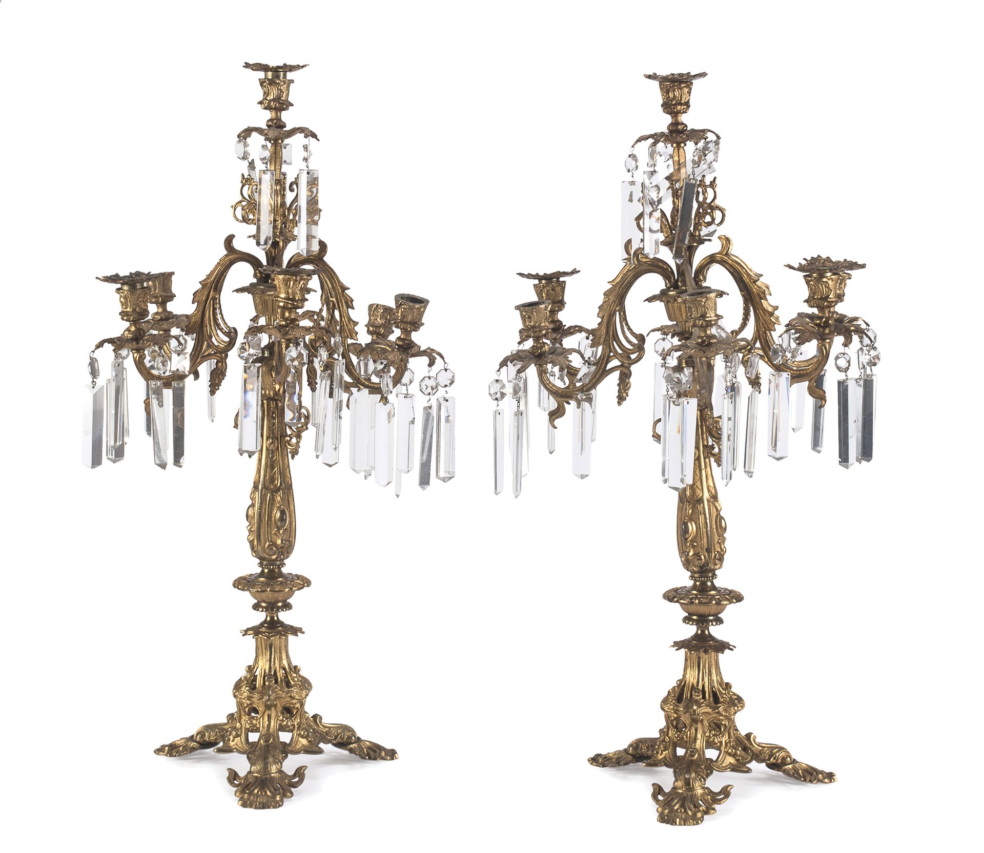 Null PAIR OF GILDED BRONZE CANDLESTICKS 19TH CENTURY