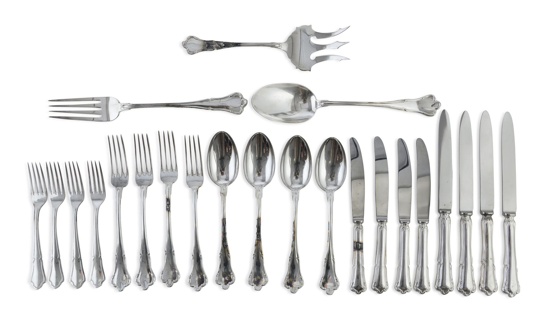 Null SILVER CUTLERY SET, CESA ALESSANDRIA FOR FORNARI LATE 20TH CENTURY