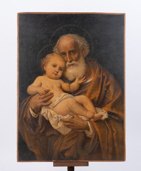 Null École Française du XIXe siècle,

Saint Joseph.

Huile sur toile.

Signée en&hellip;